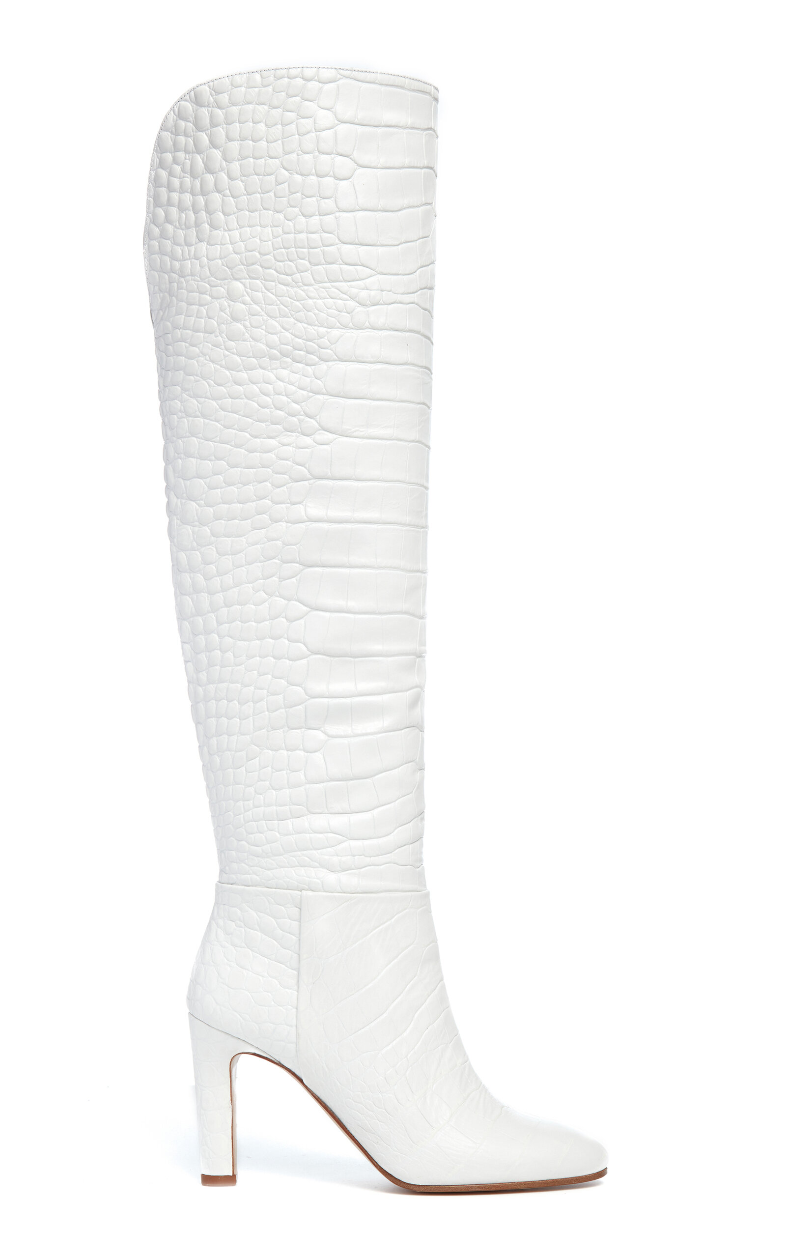Gabriela Hearst Linda Embossed Leather Boots In White