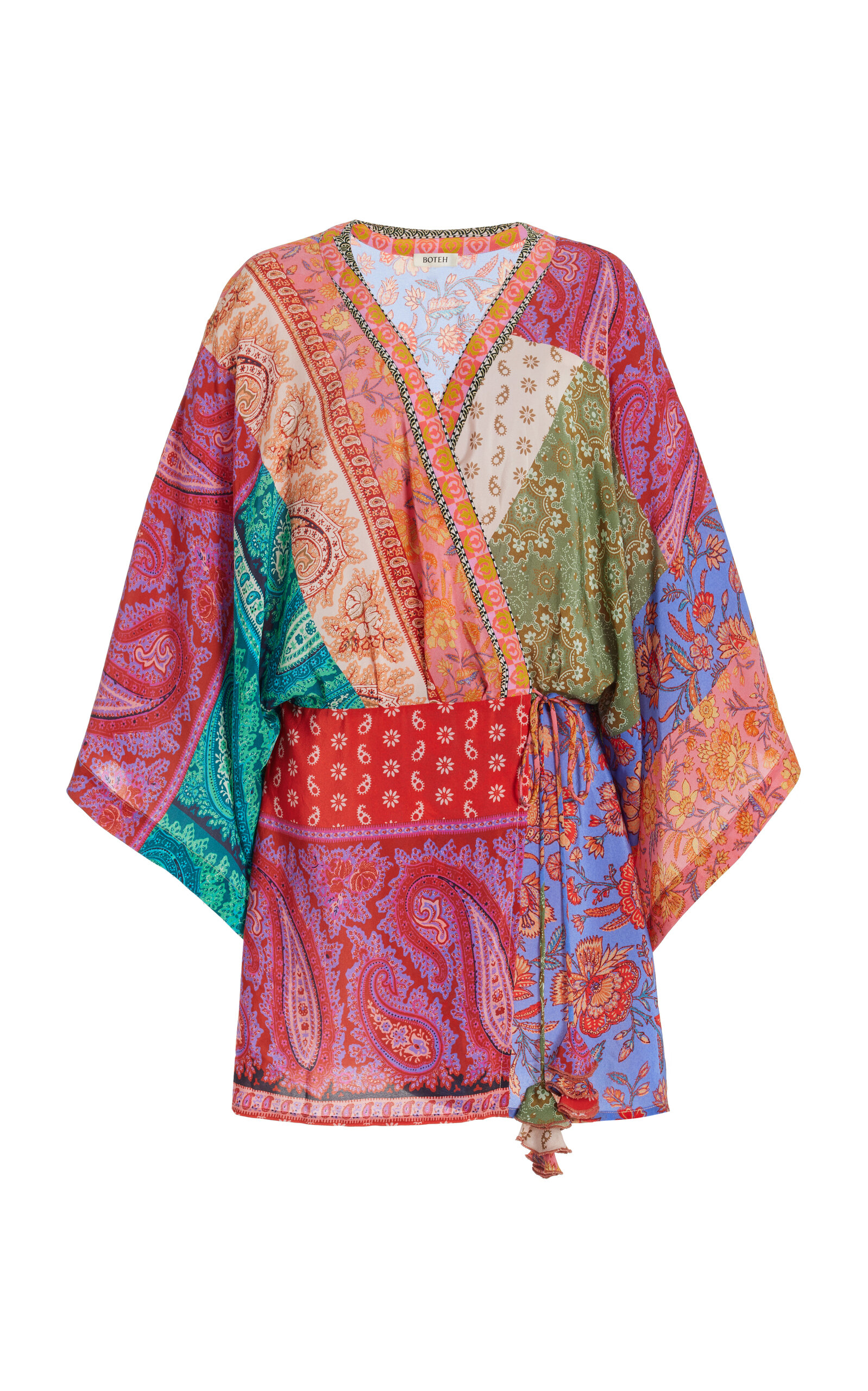 Kaleido Silk Robe Mini Dress