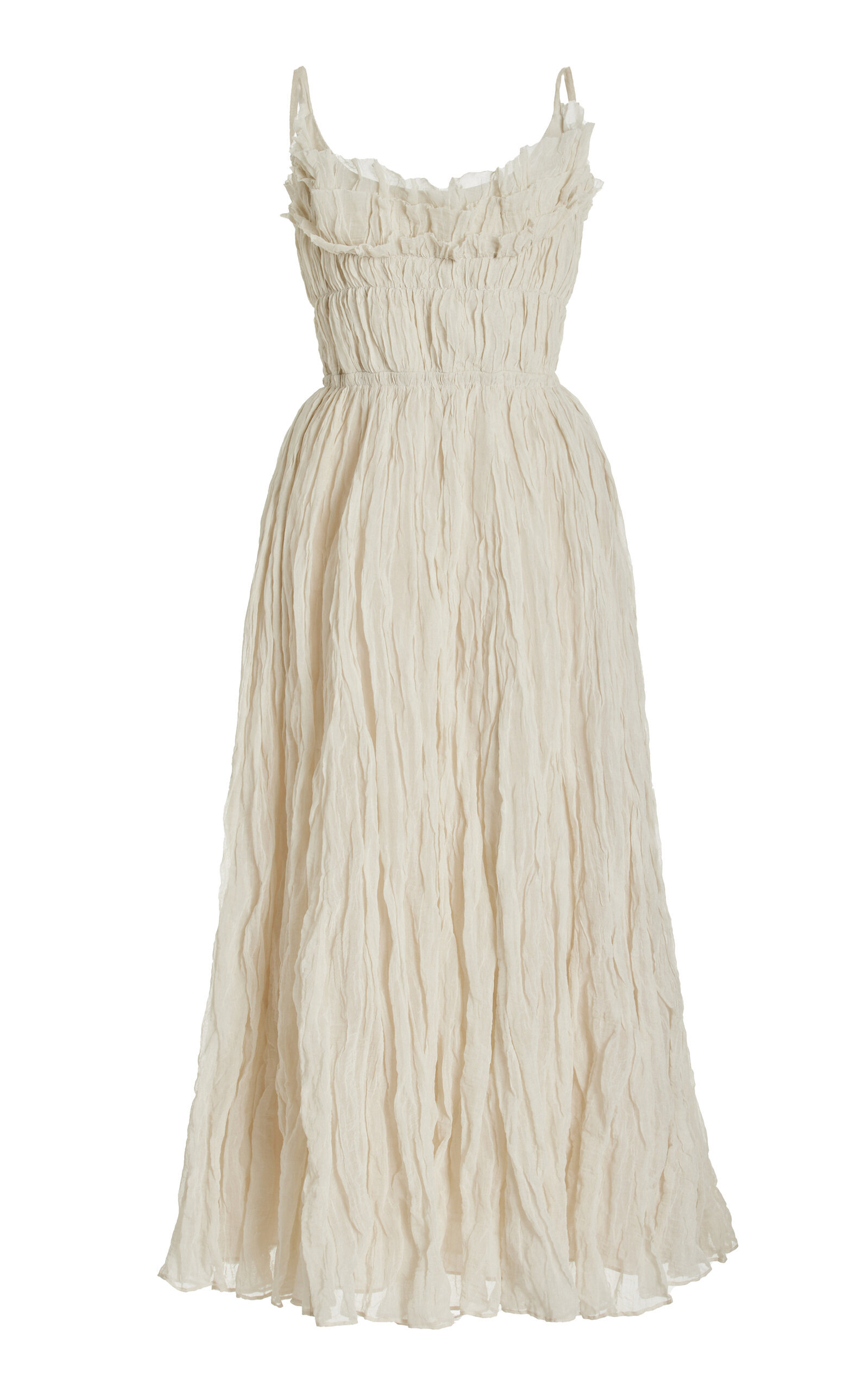 Altuzarra - Brigitte Ruffled Cotton-Blend Midi Dress - Neutral - FR 40 - Moda Operandi