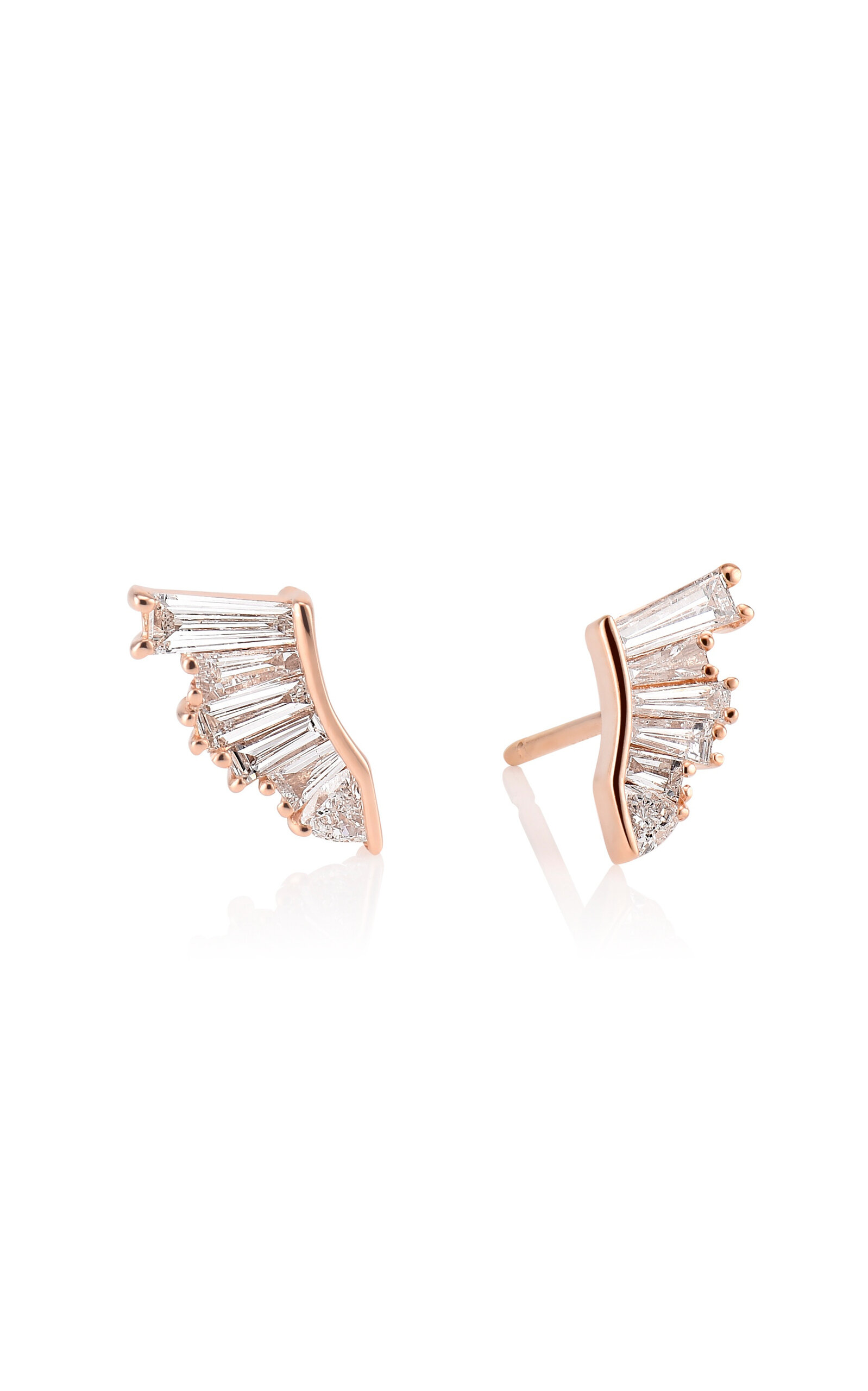 Nak Armstrong Pleat 20k Rose Gold Diamond Earrings In Pink