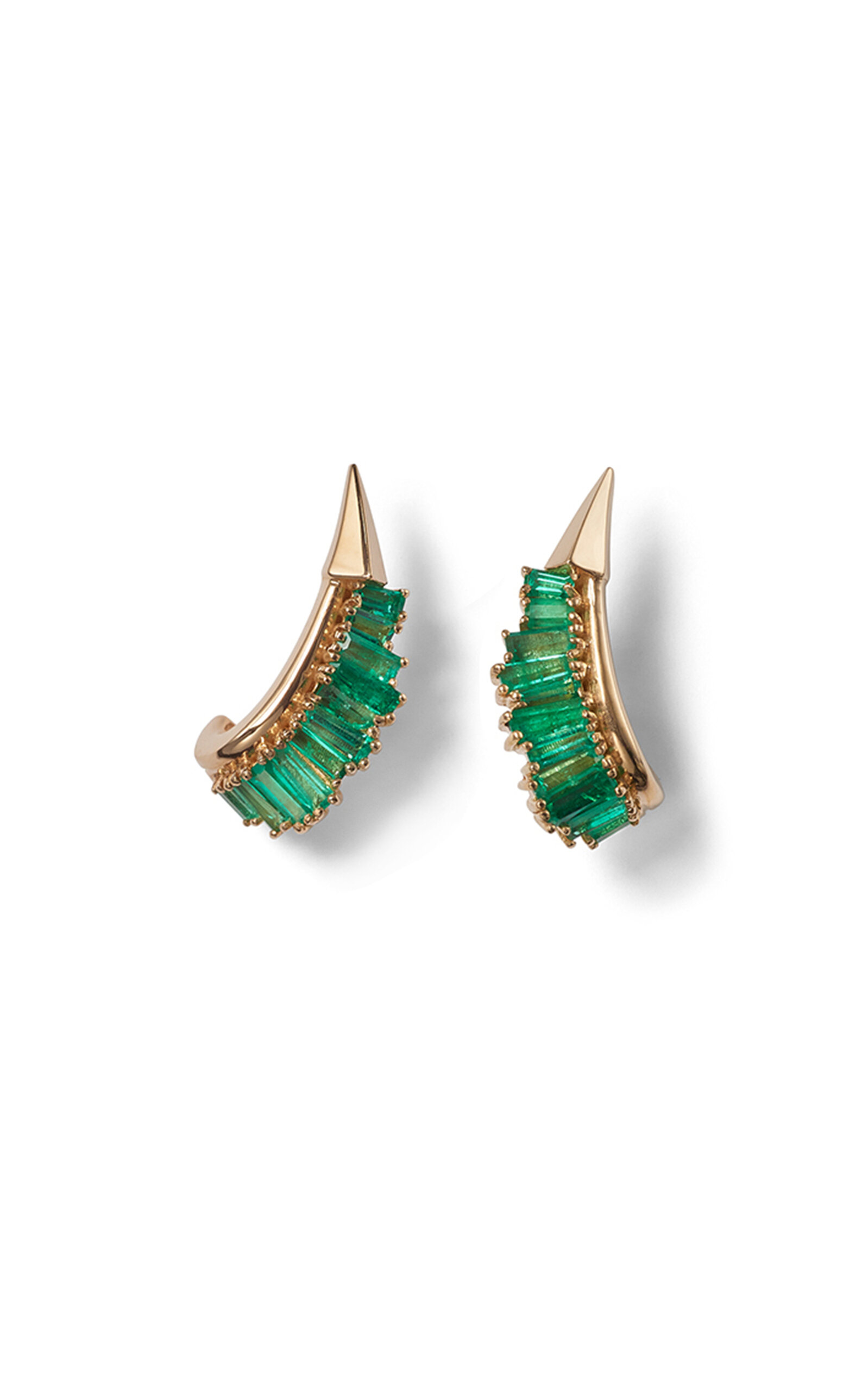 Ruched 20K Rose Gold Emerald Earrings