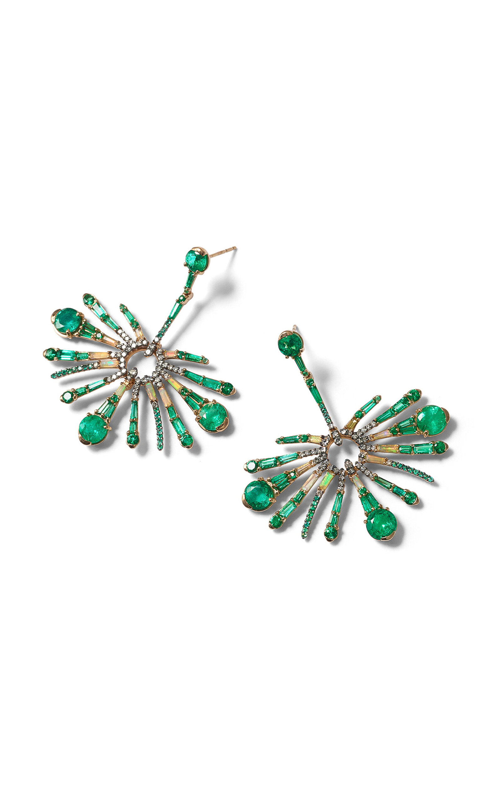 Nak Armstrong Sea Anemone 20k Rose Gold Emerald Opal And Diamond Earrings In Green