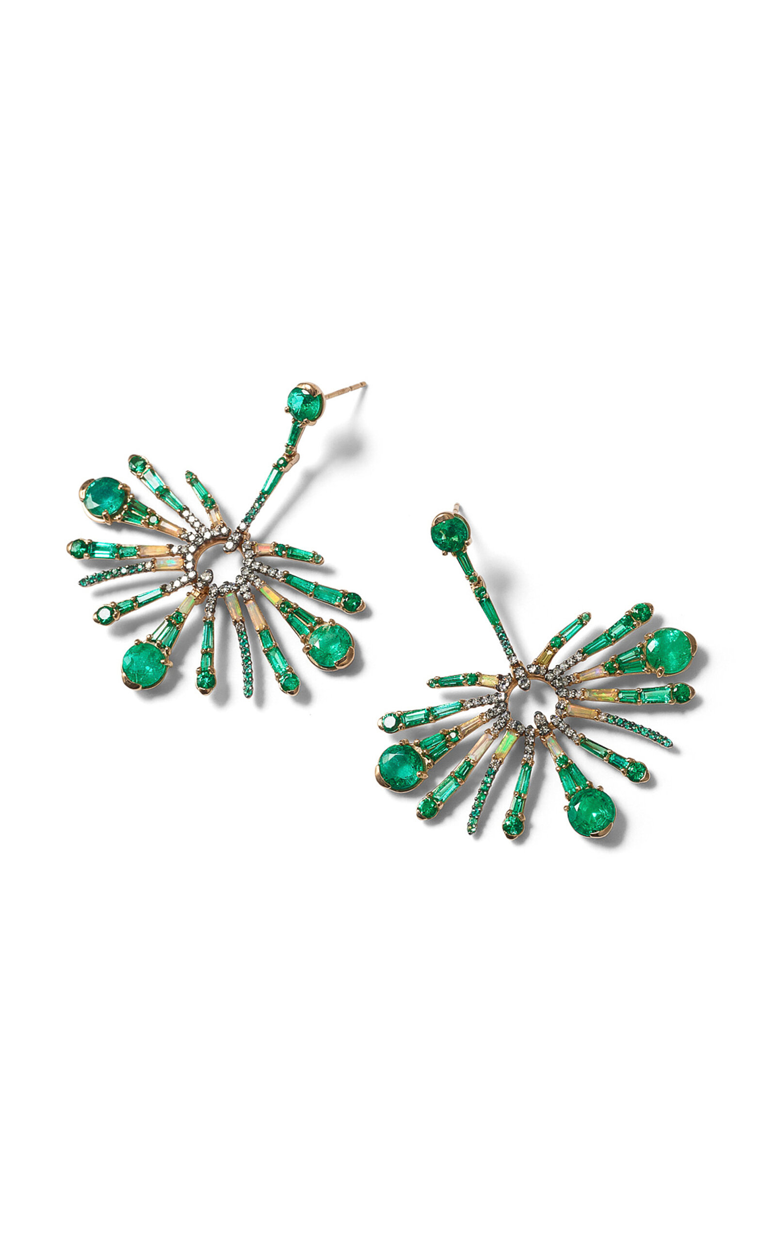 Sea Anemone 20K Rose Gold Emerald Opal and Diamond Earrings