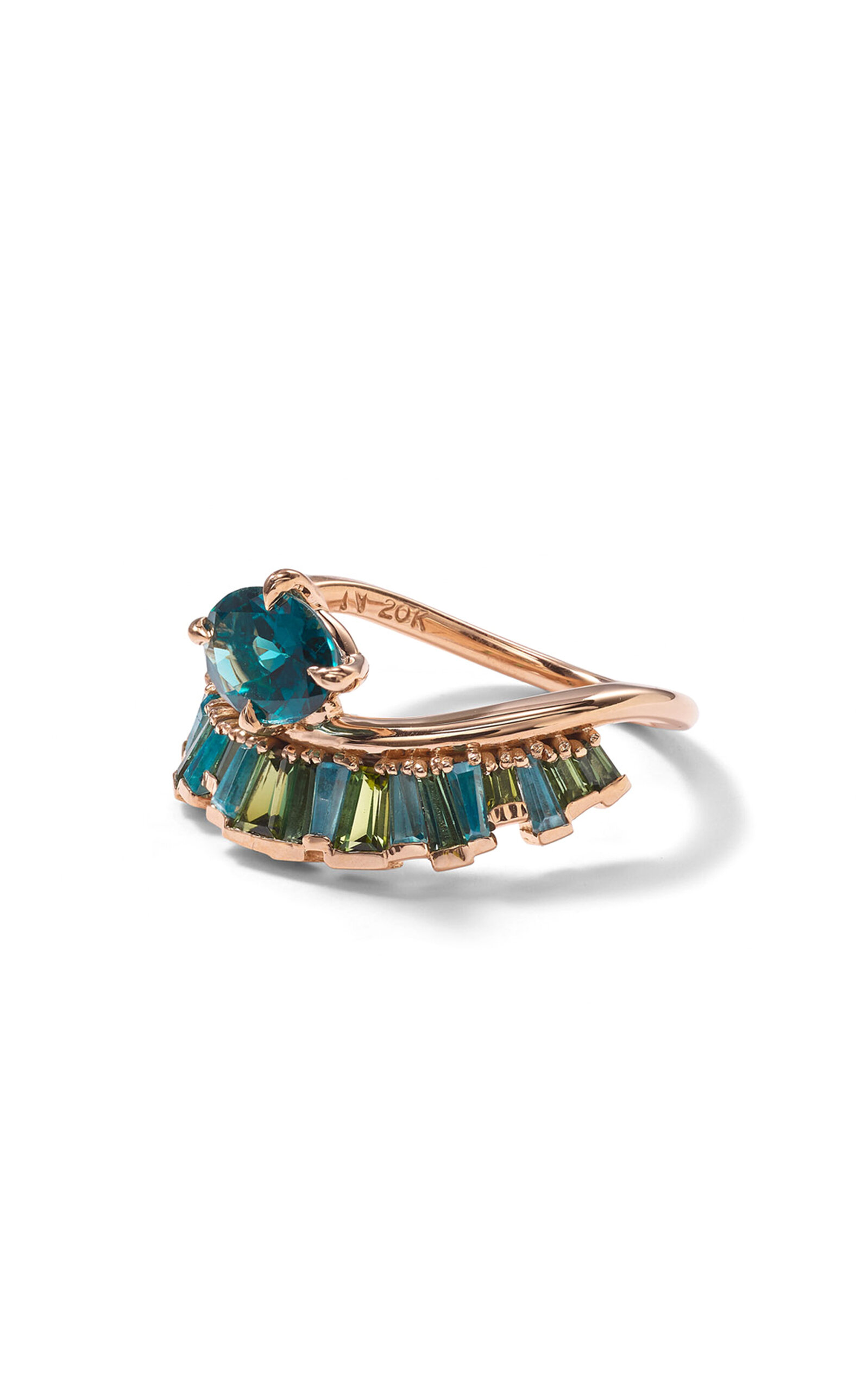Nak Armstrong Crown & Head 20k Rose Gold Ring In Green