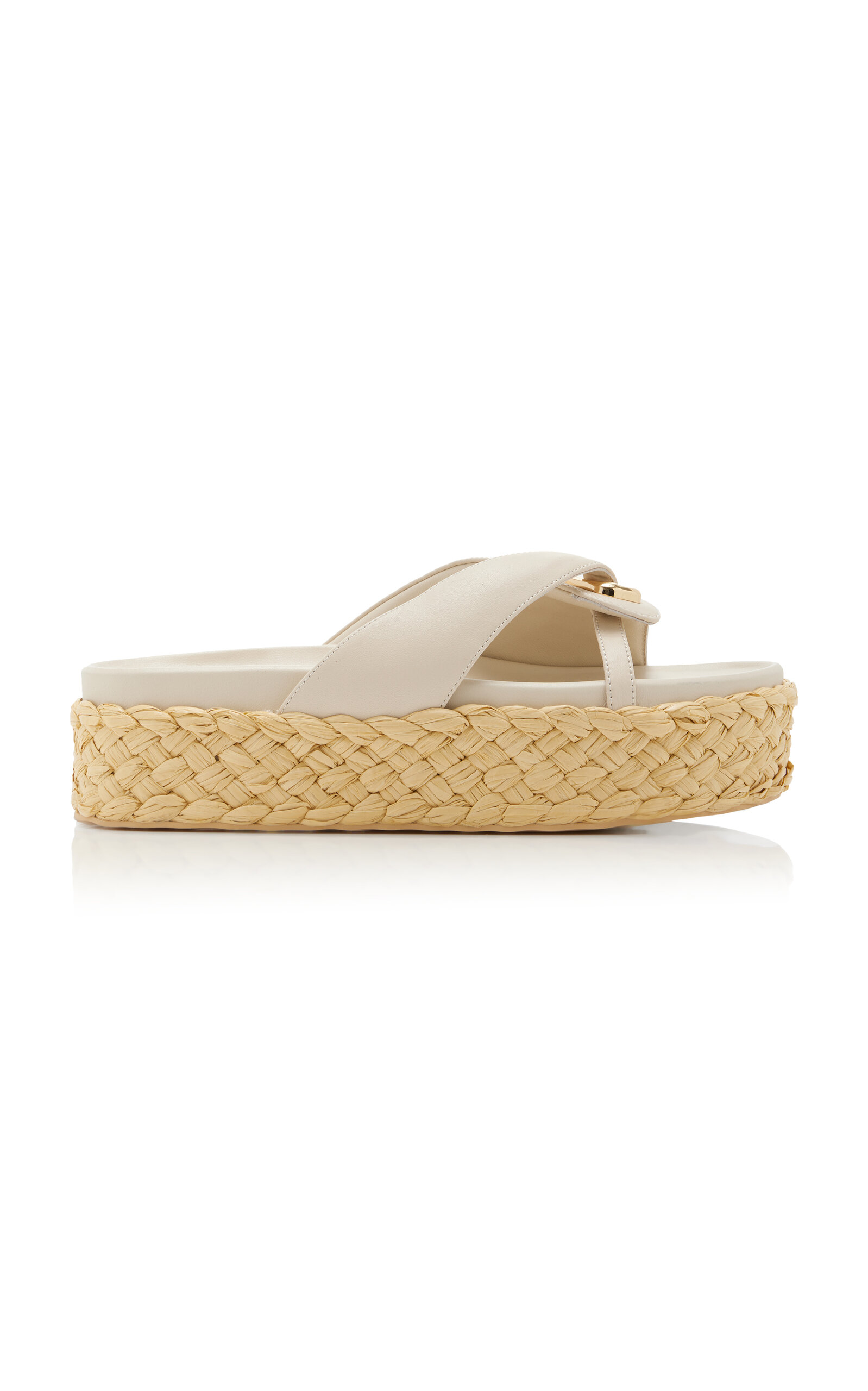 Cult Gaia Blythe Leather Platform Sandals In Off White