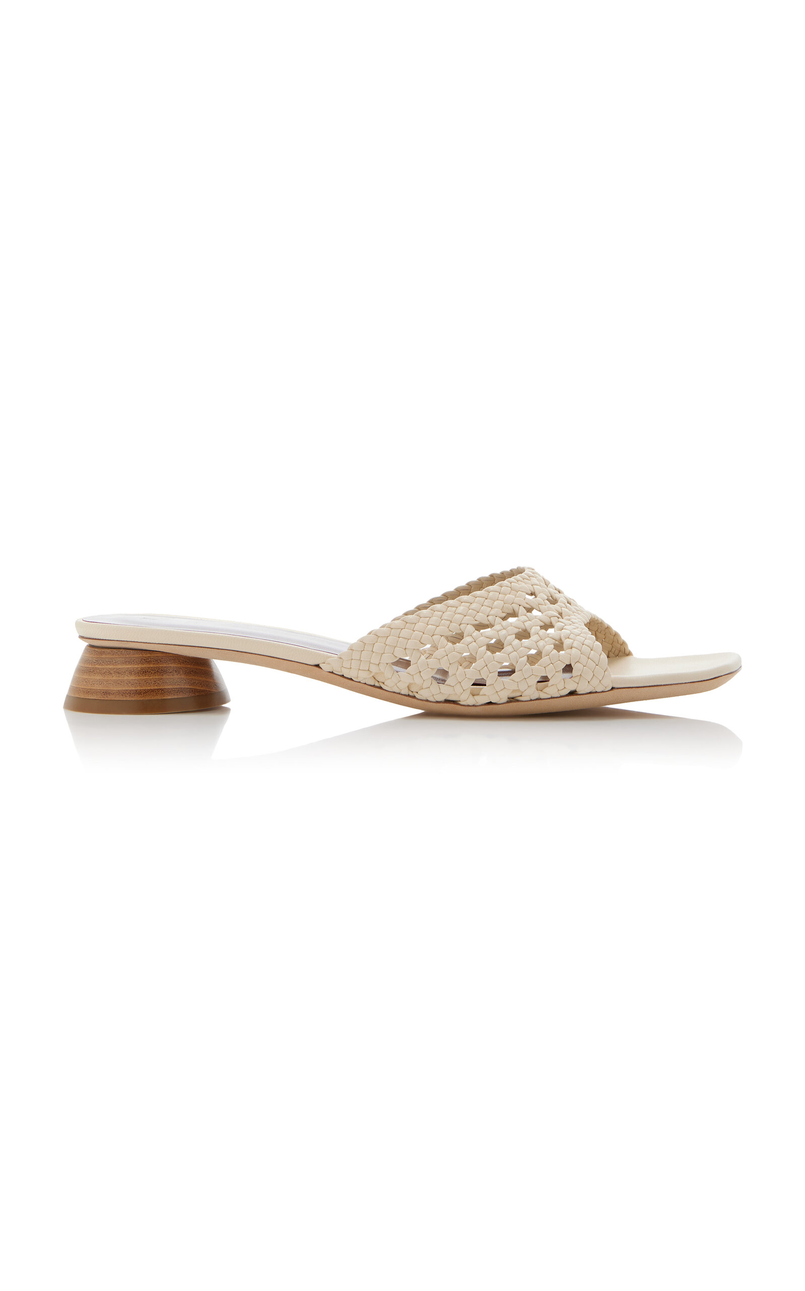 Shop Staud Simone Crocheted Leather Mules In White