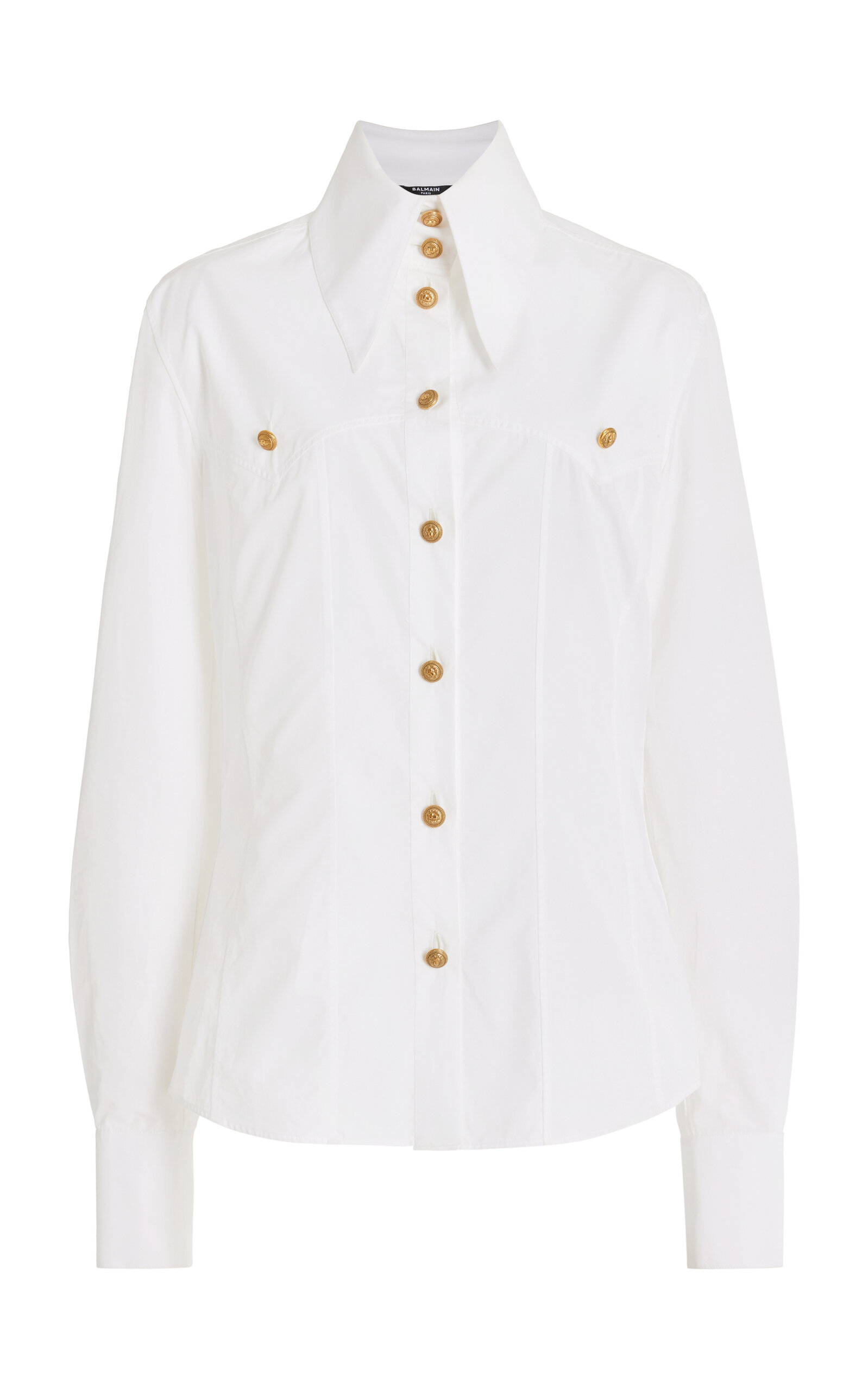 Shop Balmain Poplin Western Shirt In White