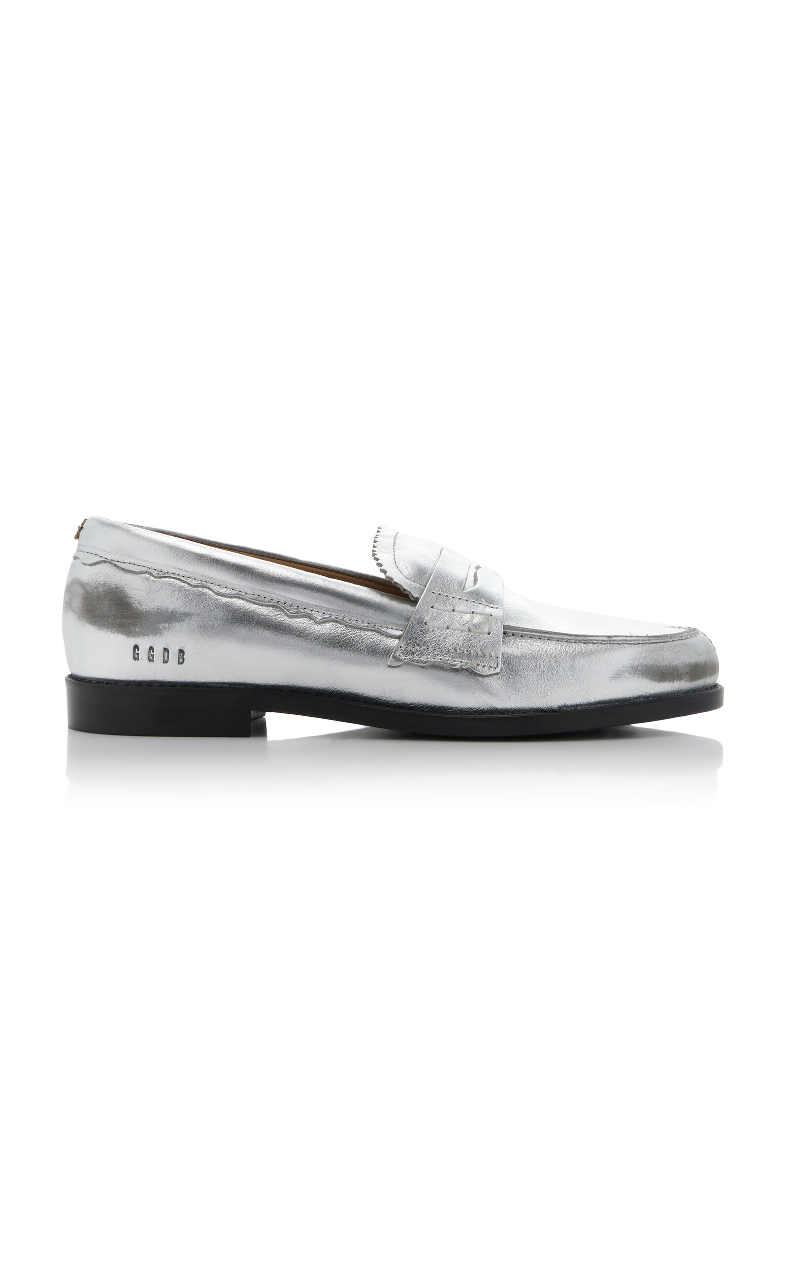 Shop Golden Goose Jerry Metallic Leather Loafers In Silver