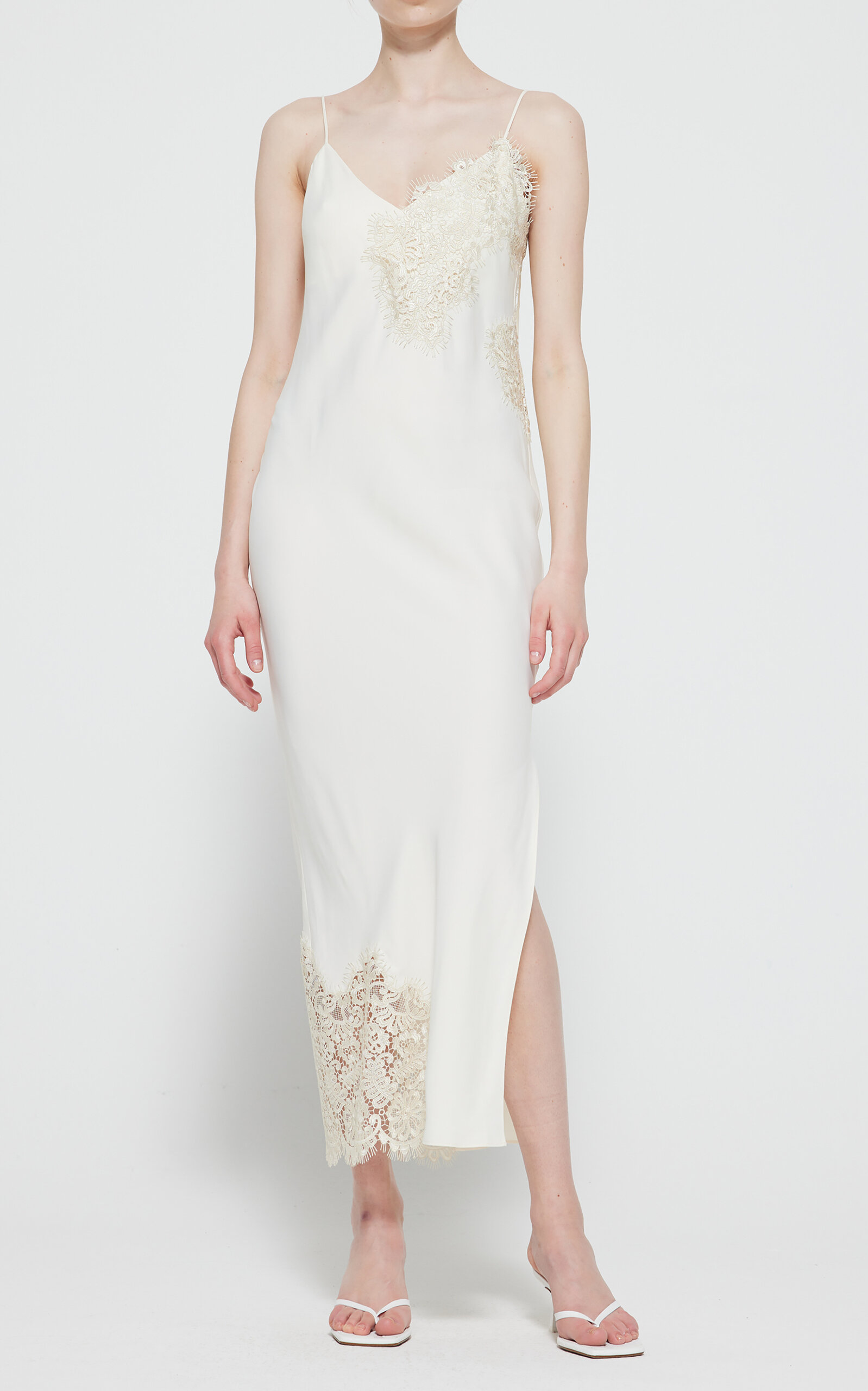 ワンピースその他 Rohe Cream-colored slip dress with lace Rohe Women's Lace Camisole Maxi Slip Dress In Off-white