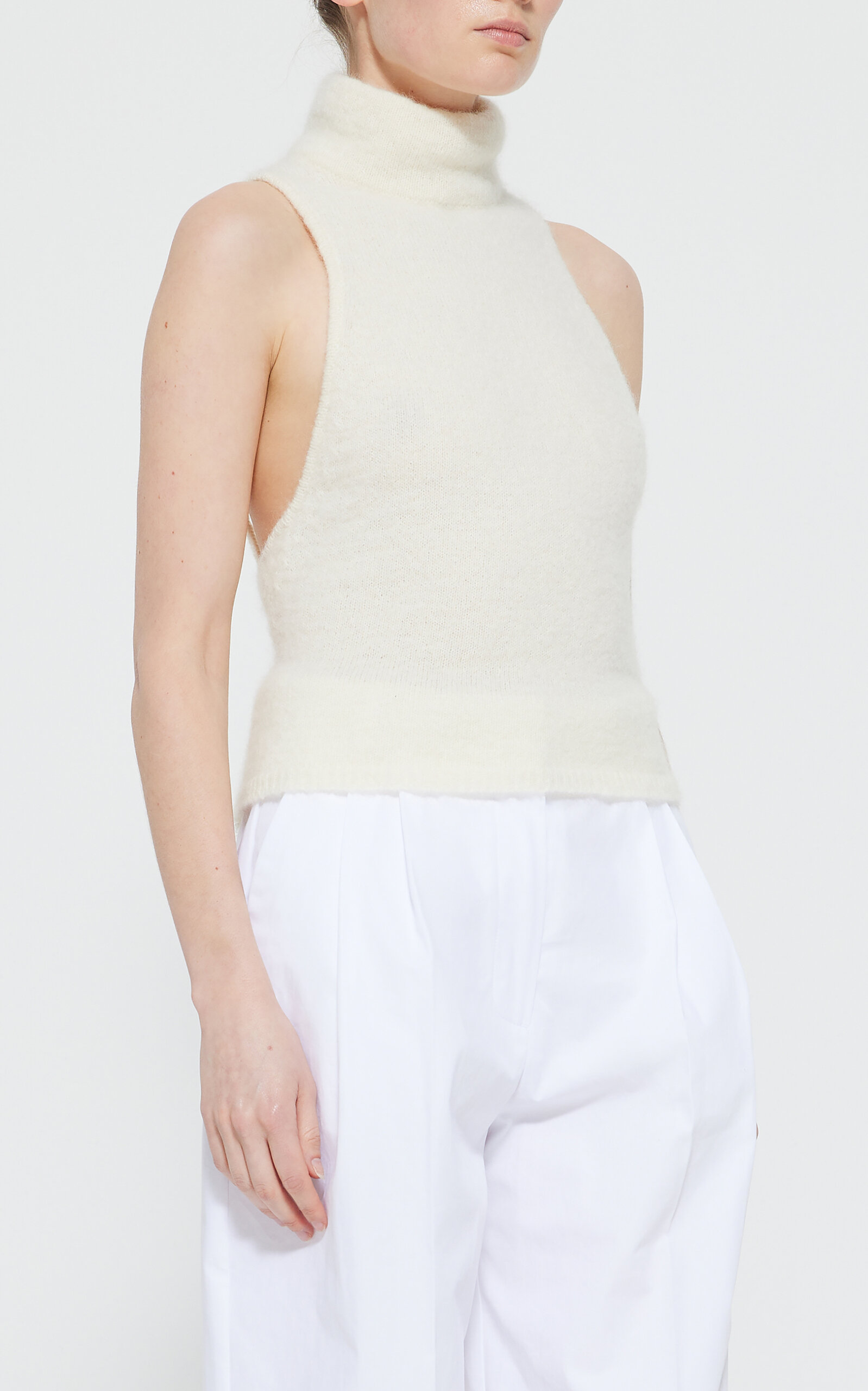 Rohe Open Back Mohair-blend Knit Top In Off-white
