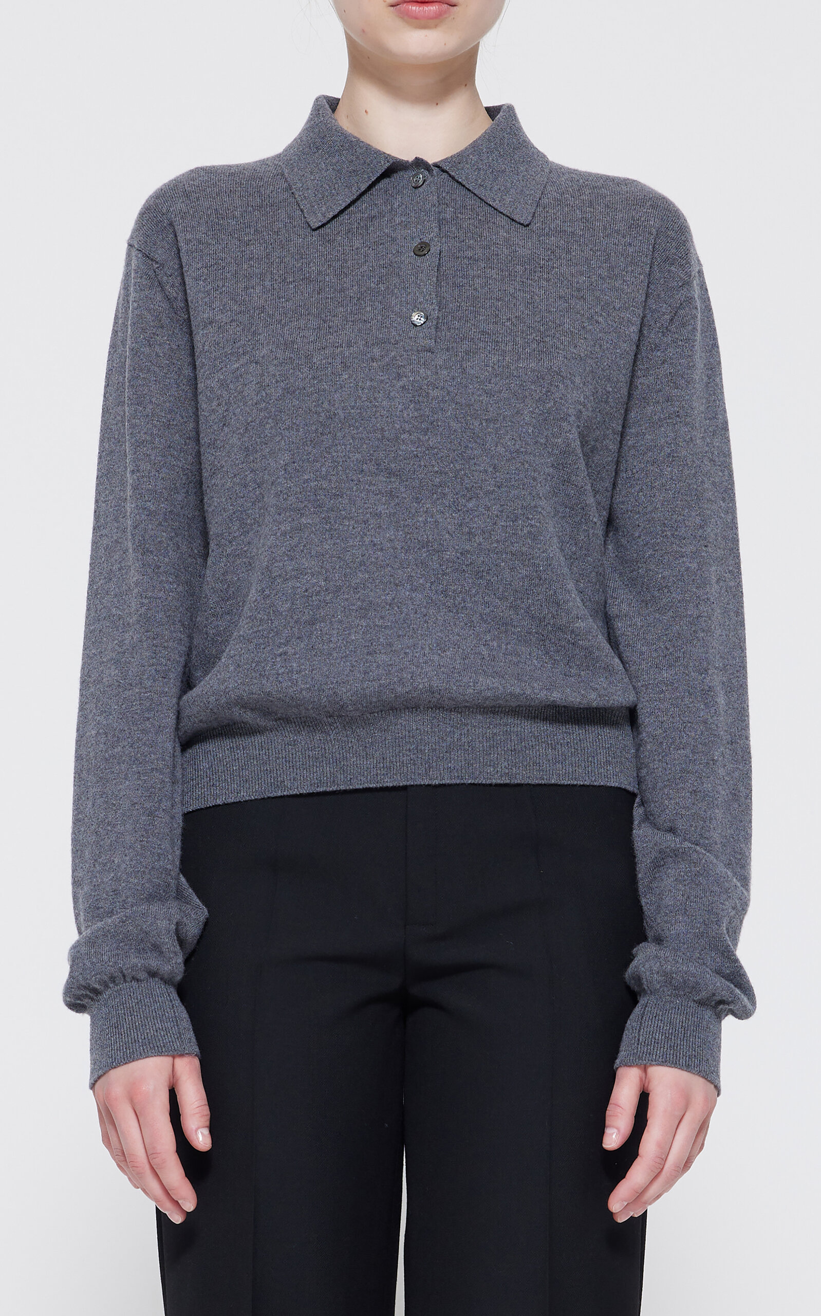 Shop Rohe Wool And Cashmere Polo Sweater In Grey