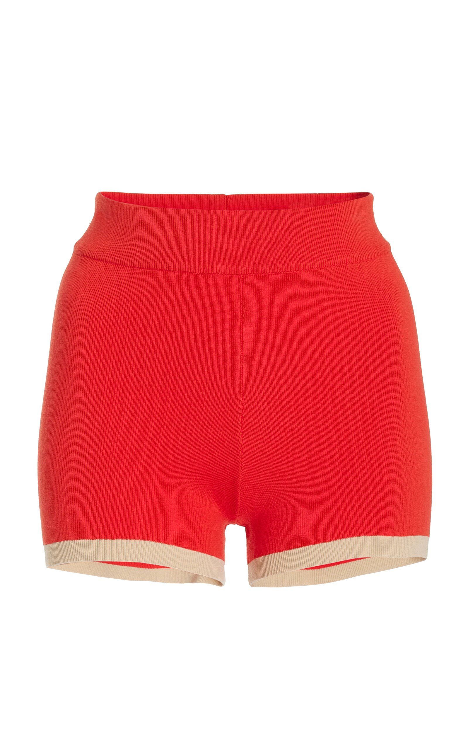 Zulu & Zephyr Ribbed-knit Cotton-blend Shorts In Red