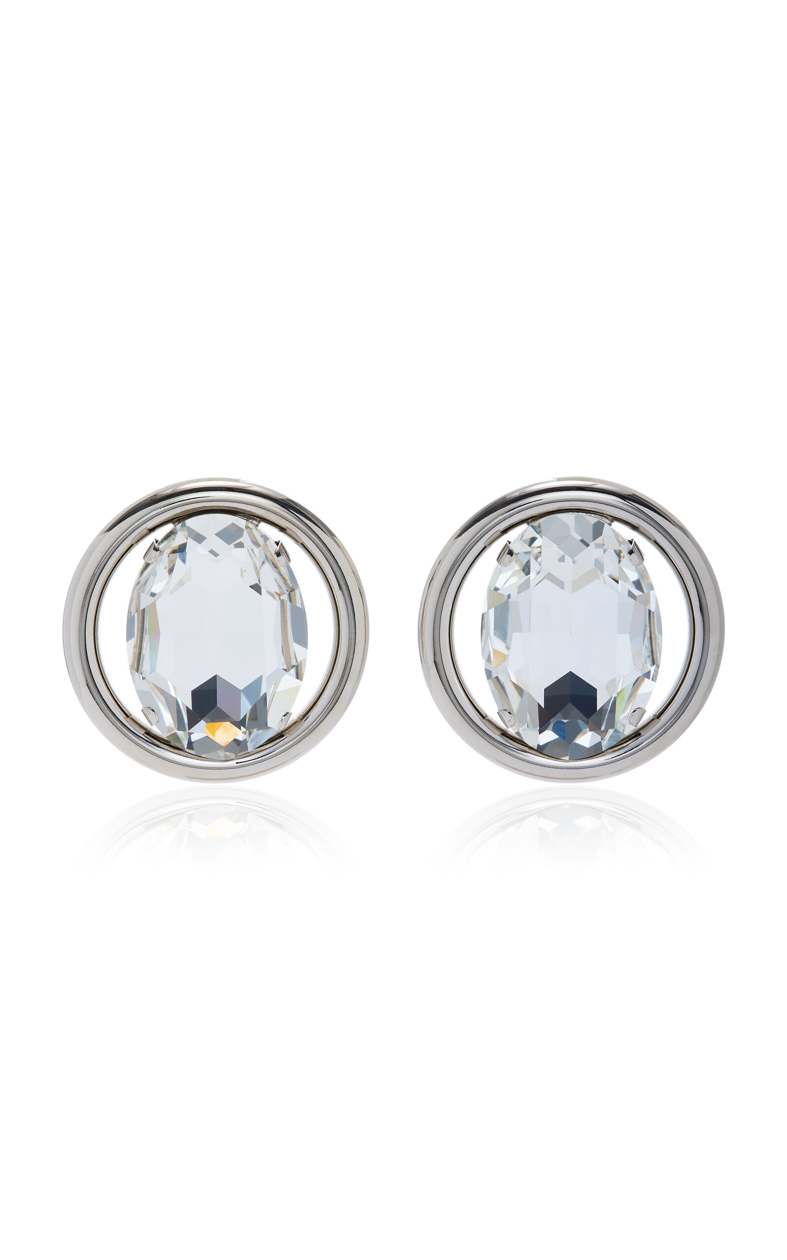 Alessandra Rich Silver-tone Crystal Earrings In White