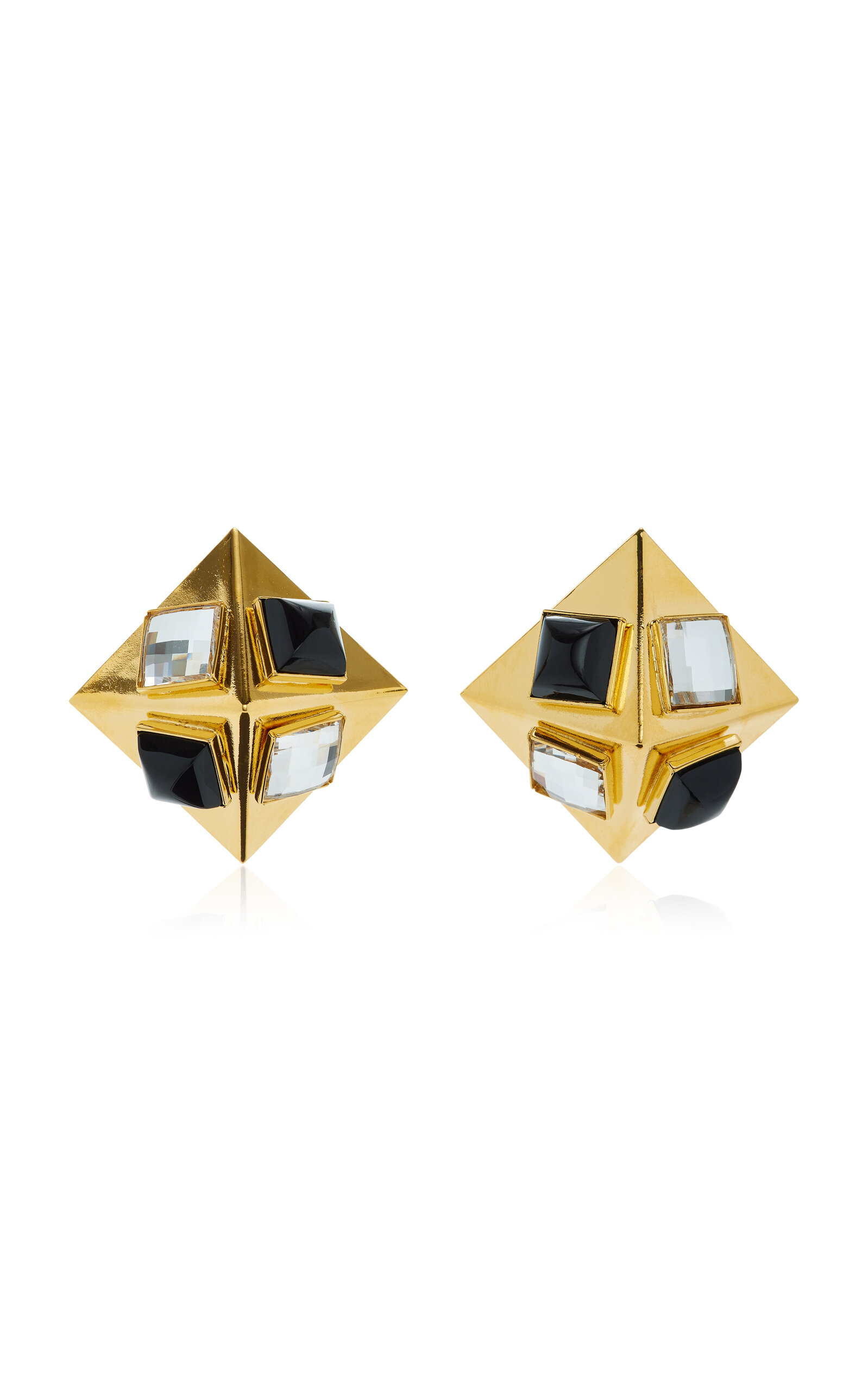 Alessandra Rich Crystal Gold-tone Pyramid Earrings