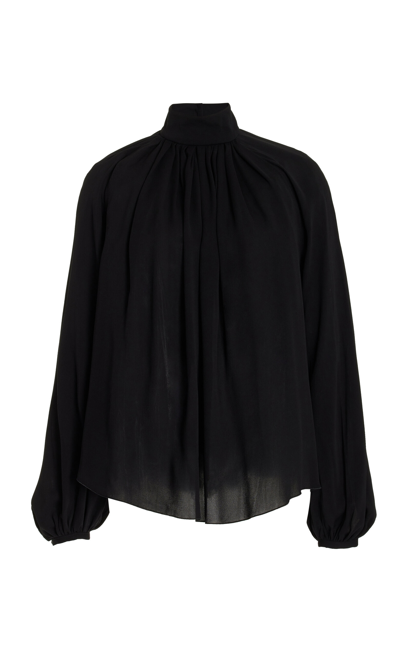 Shop Gabriela Hearst Kiian Pleated Silk Top In Black