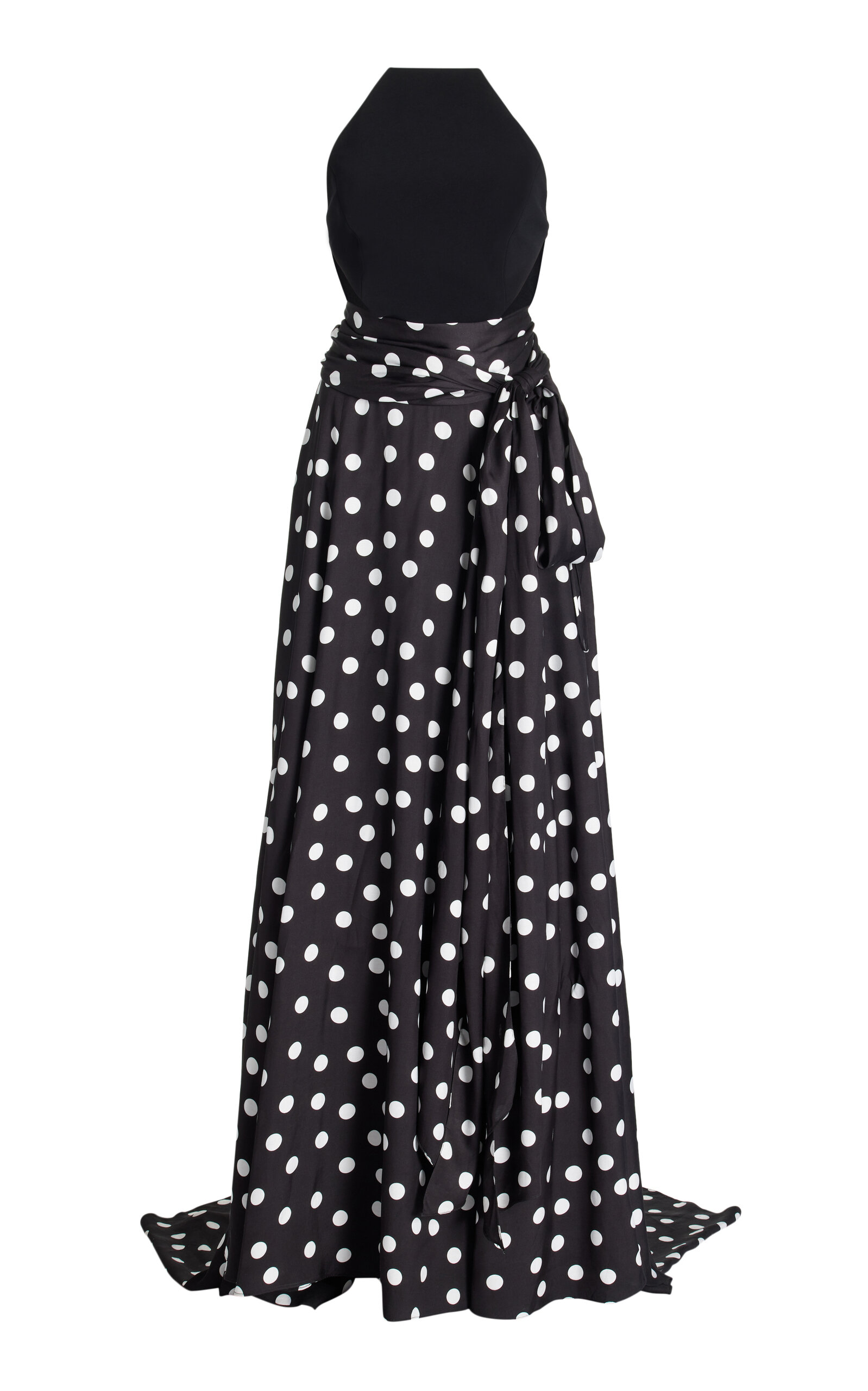 slim fit dress slacks Caroline Constas Calla Polka Dot Gathered Mini Dress