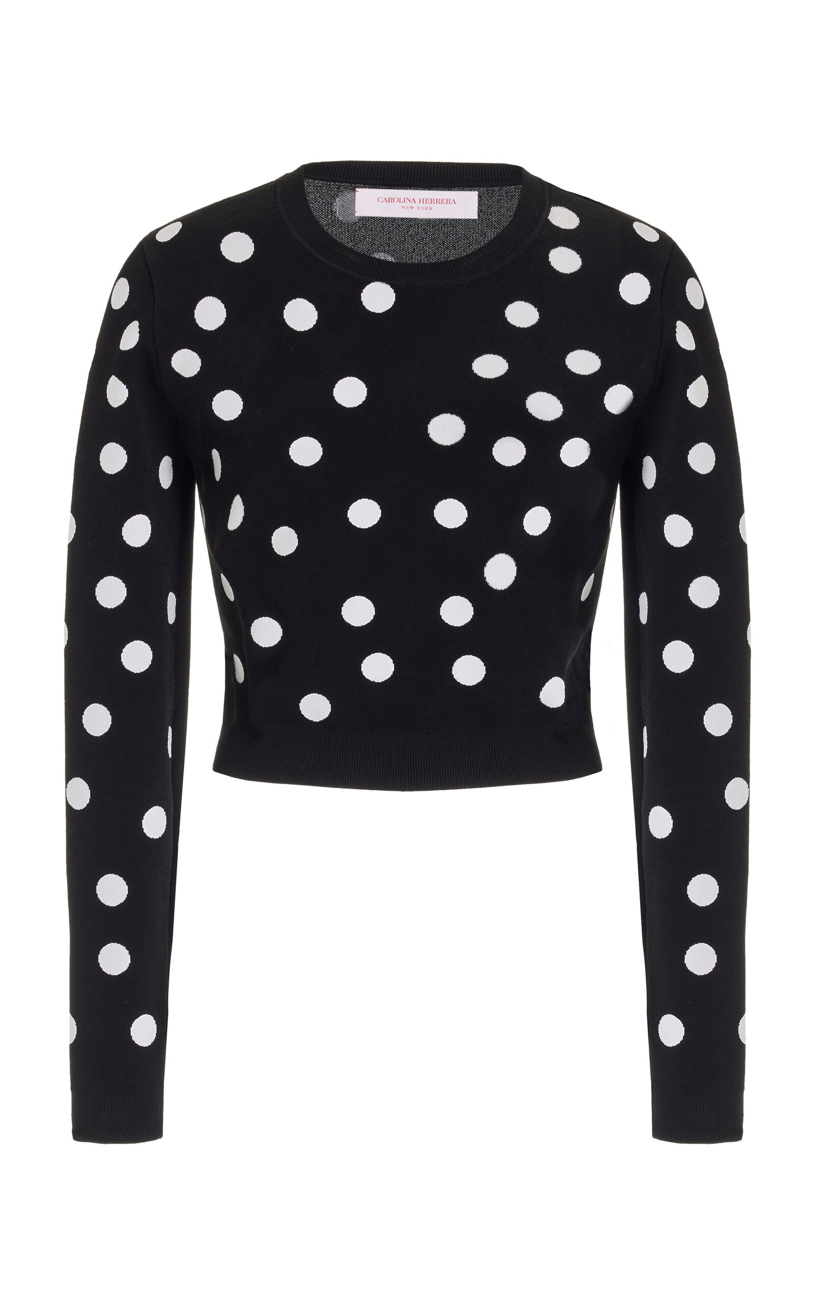 Carolina Herrera Cropped Polka-dot Top In Black White