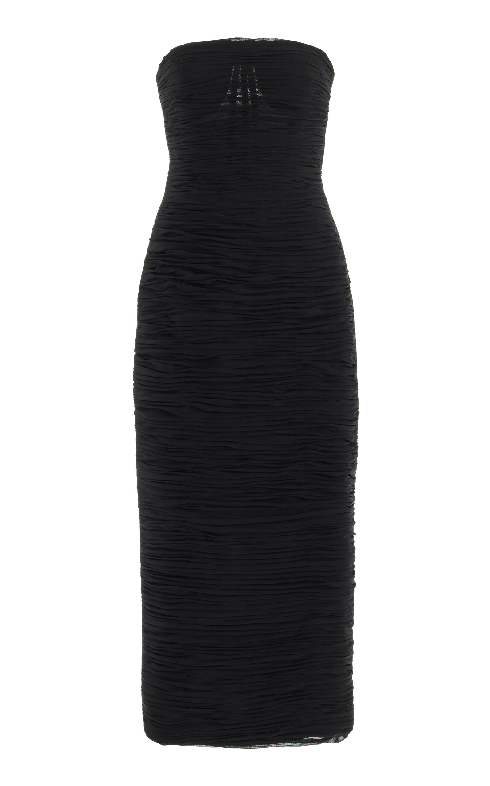 Shop Carolina Herrera Strapless Silk Midi Dress In Black