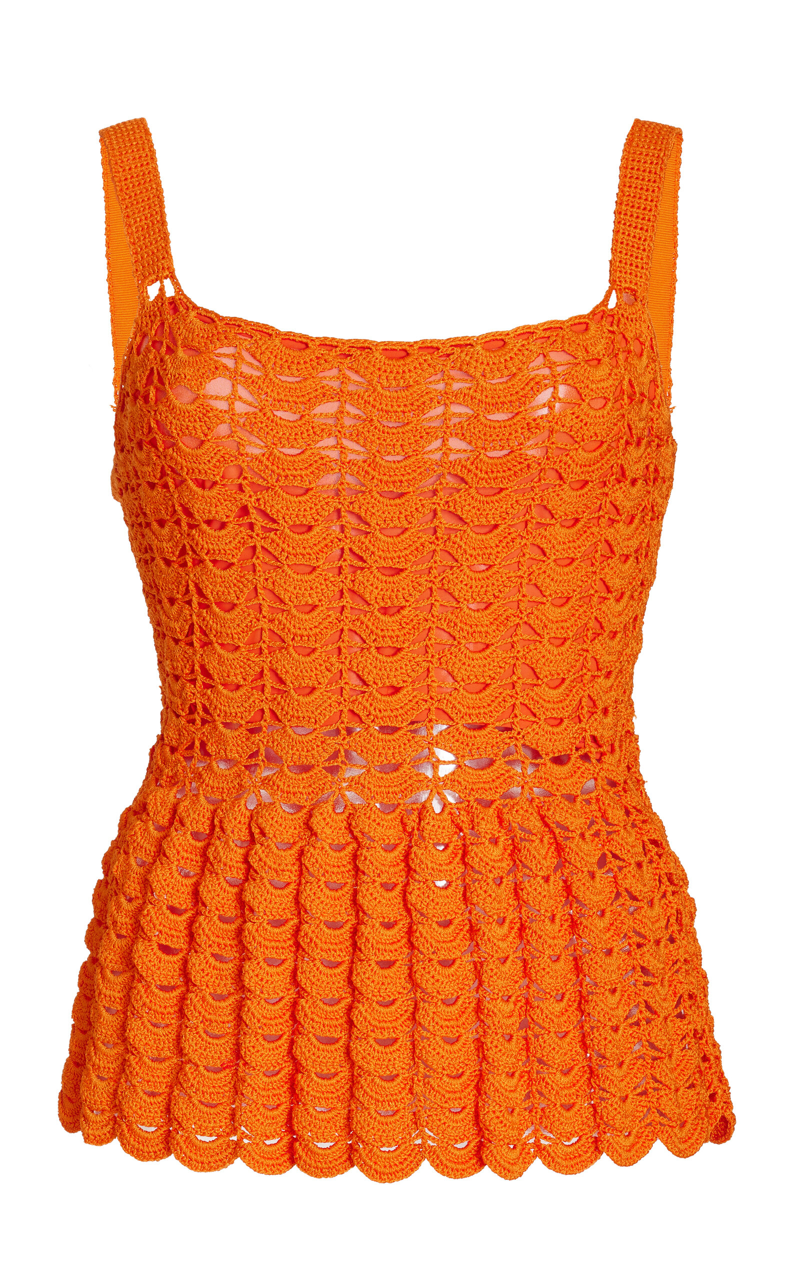 Carolina Herrera Crochet Tank Top In Orange