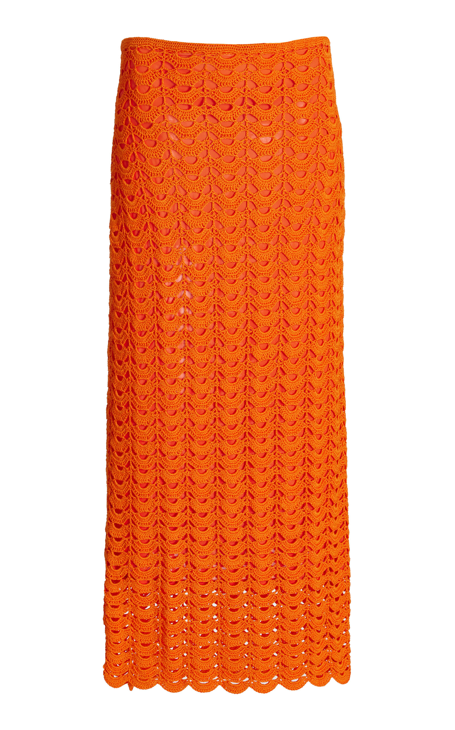 Carolina Herrera - Crocheted Midi Skirt - Orange - S - Moda Operandi