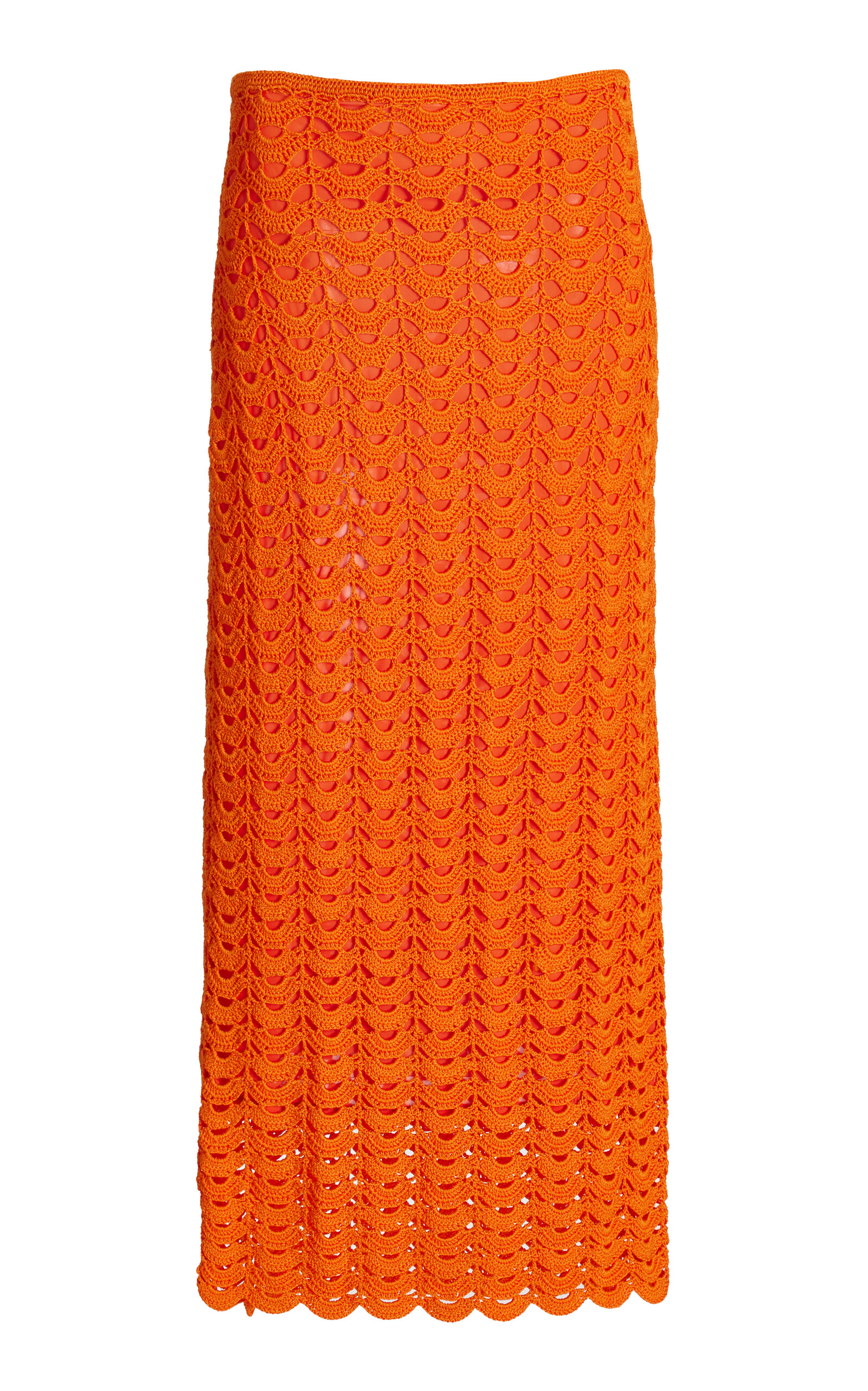 Carolina Herrera Crocheted Midi Skirt In Orange