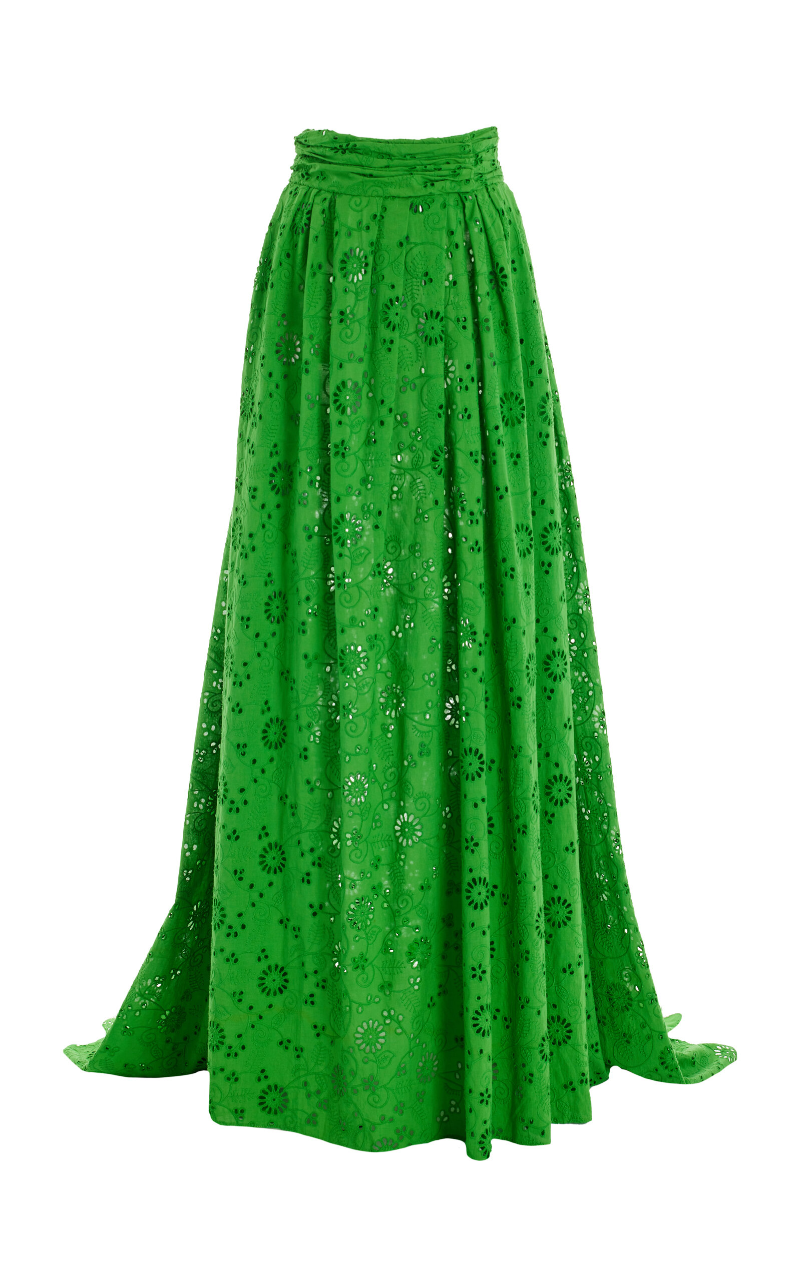 Carolina Herrera Cotton Maxi Skirt In Green