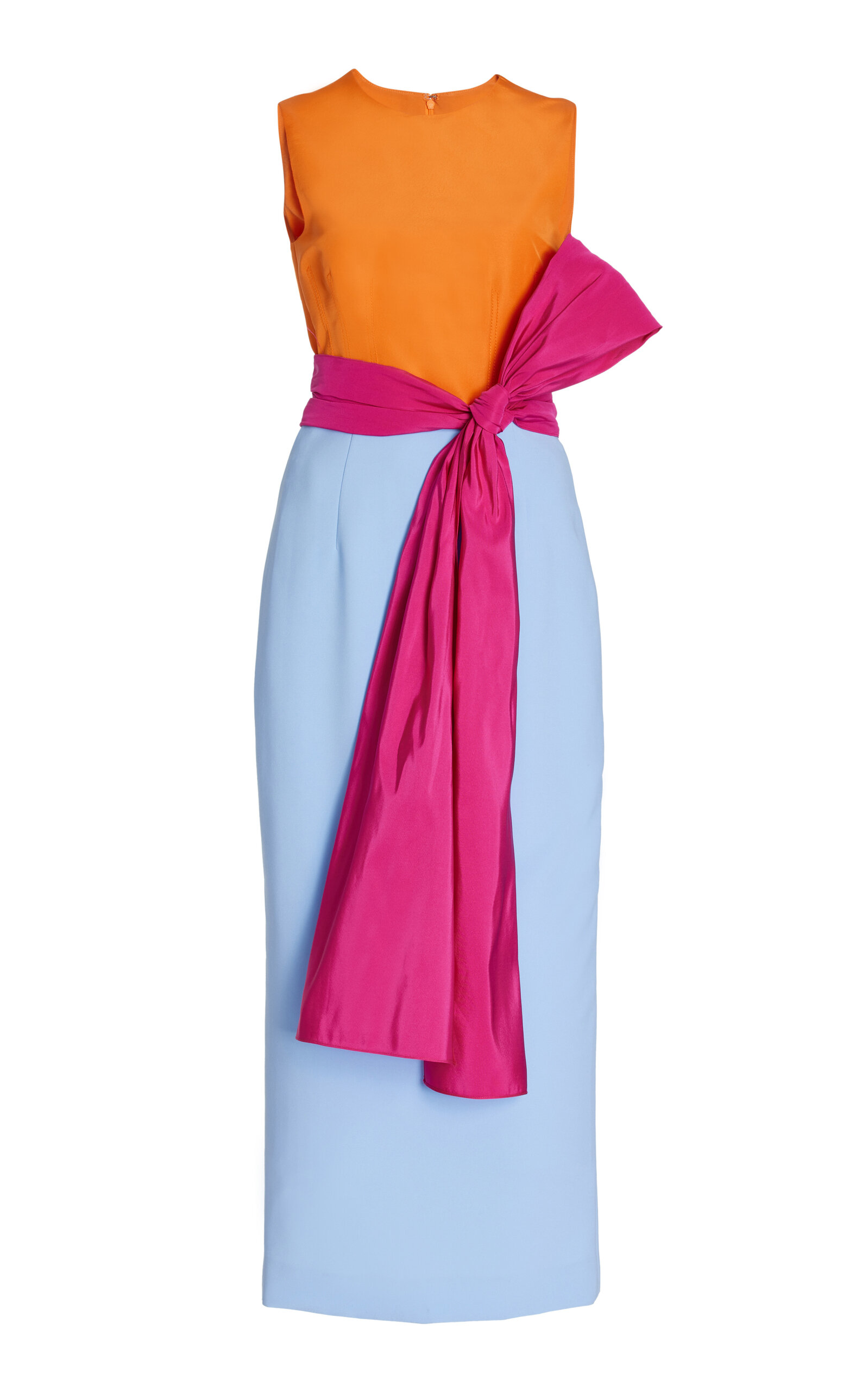 Shop Carolina Herrera Sash-detailed Midi Dress In Multi