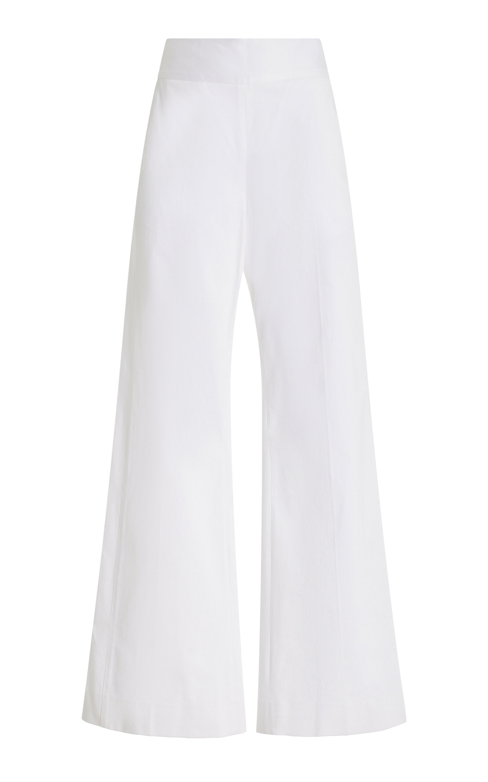 Carolina Herrera Cropped Cotton-blend Wide-leg Pants In White