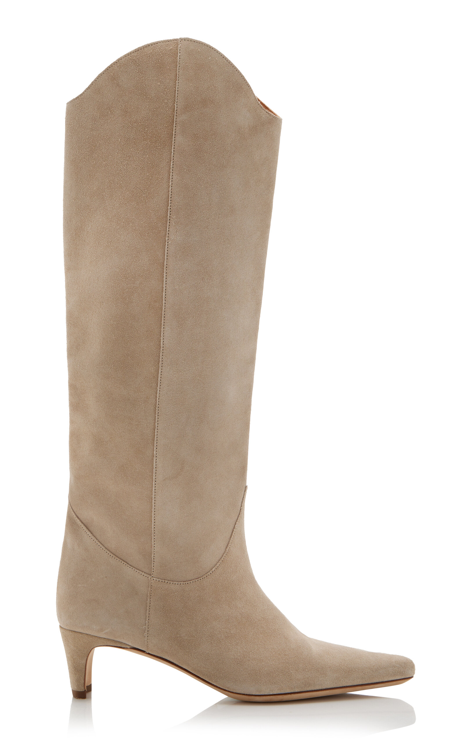 STAUD Wally Western Suede Knee Boots - Ivory - IT 37.5