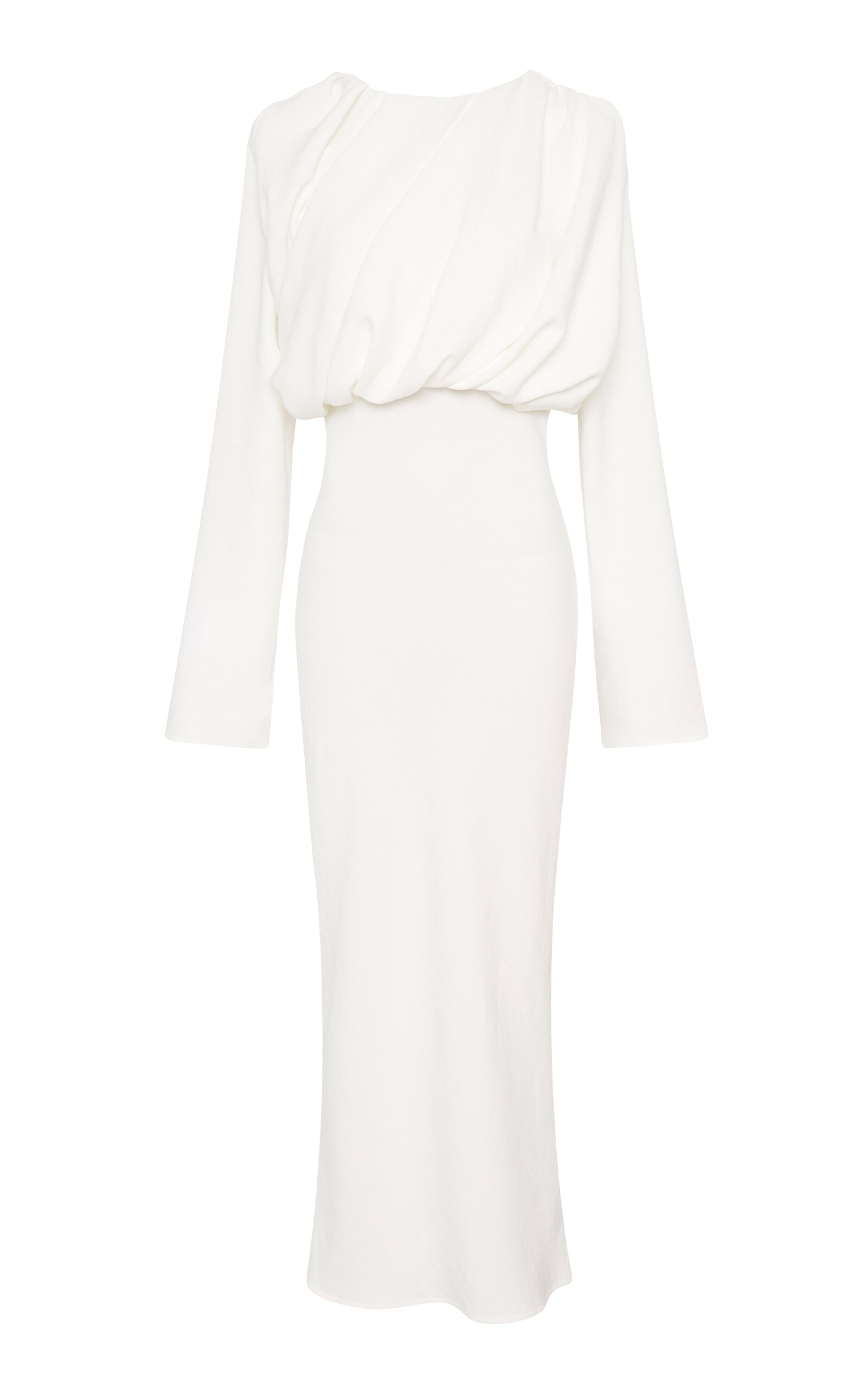 Paris Georgia Ollie Draped Dobby Midi Dress In White