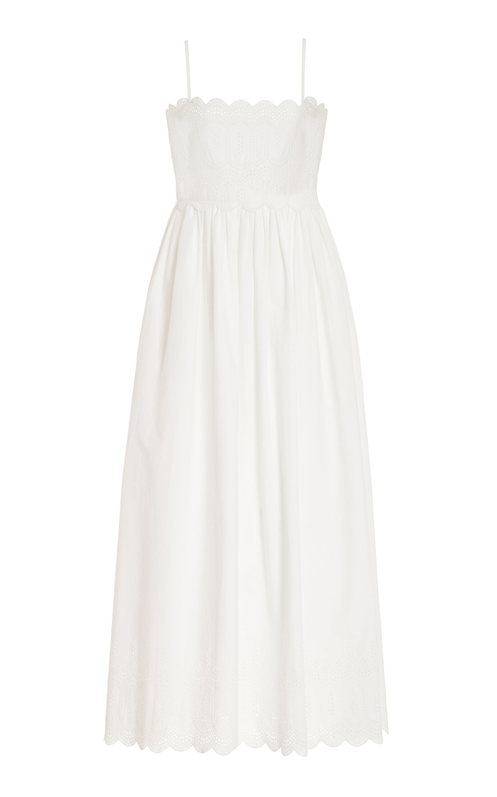 Posse Maisie Embroidered Cotton Maxi Dress In White