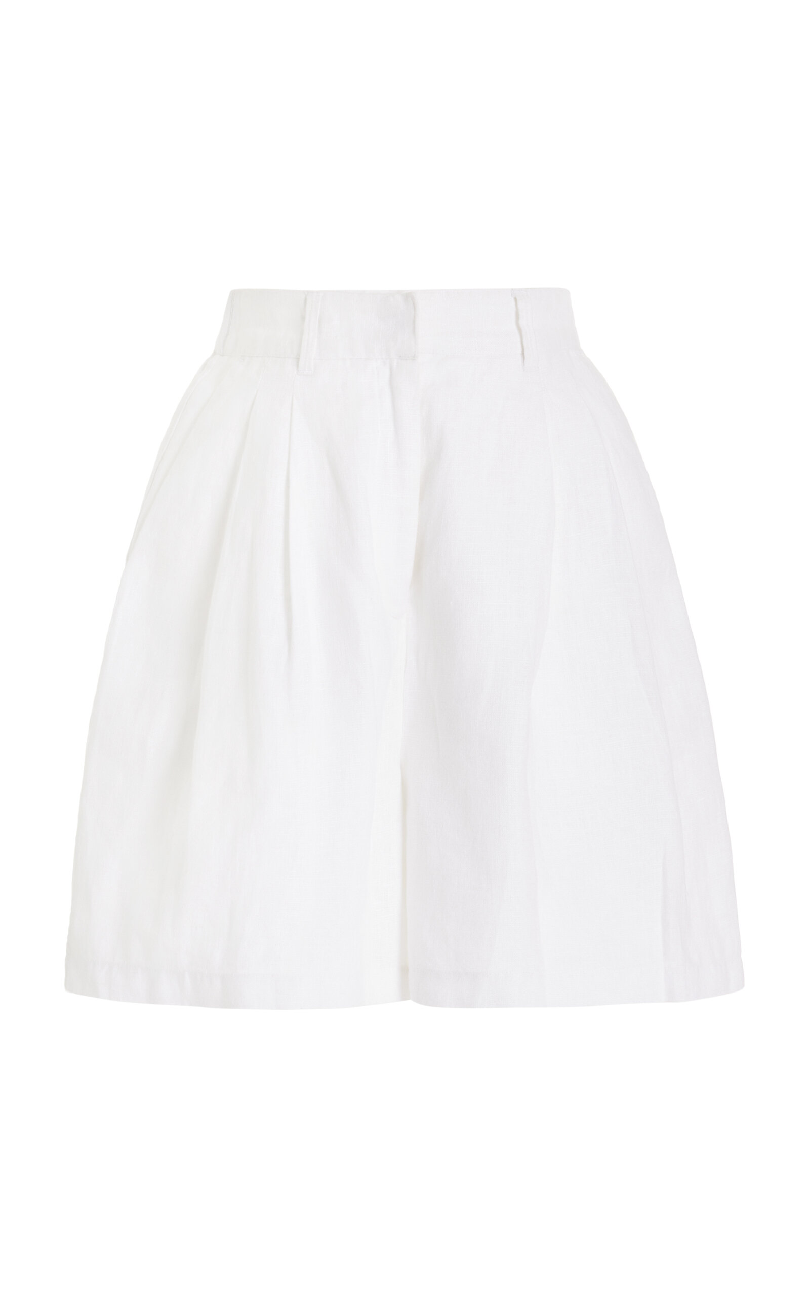 Posse Marchello Pleated Linen Shorts In White