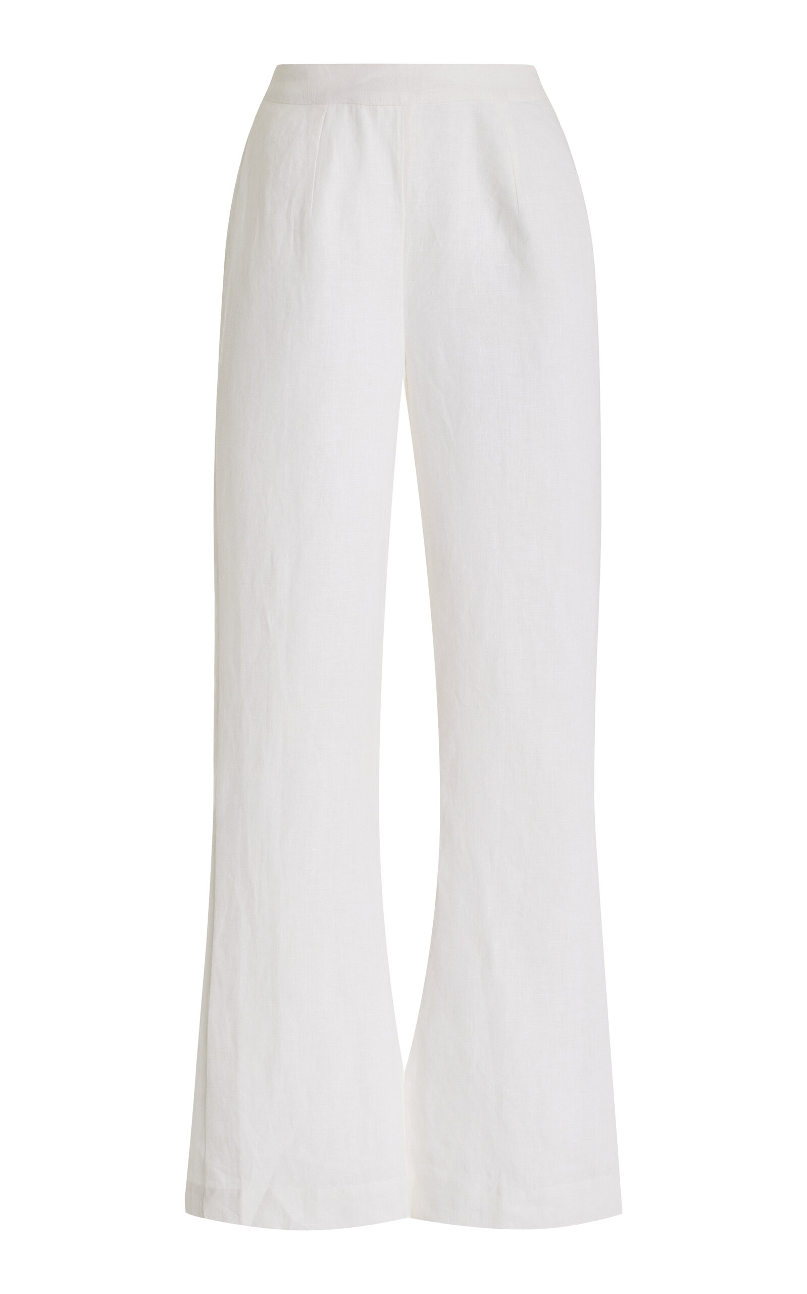 Shop Posse Exclusive Tia High-waisted Linen Flared-leg Pants In White