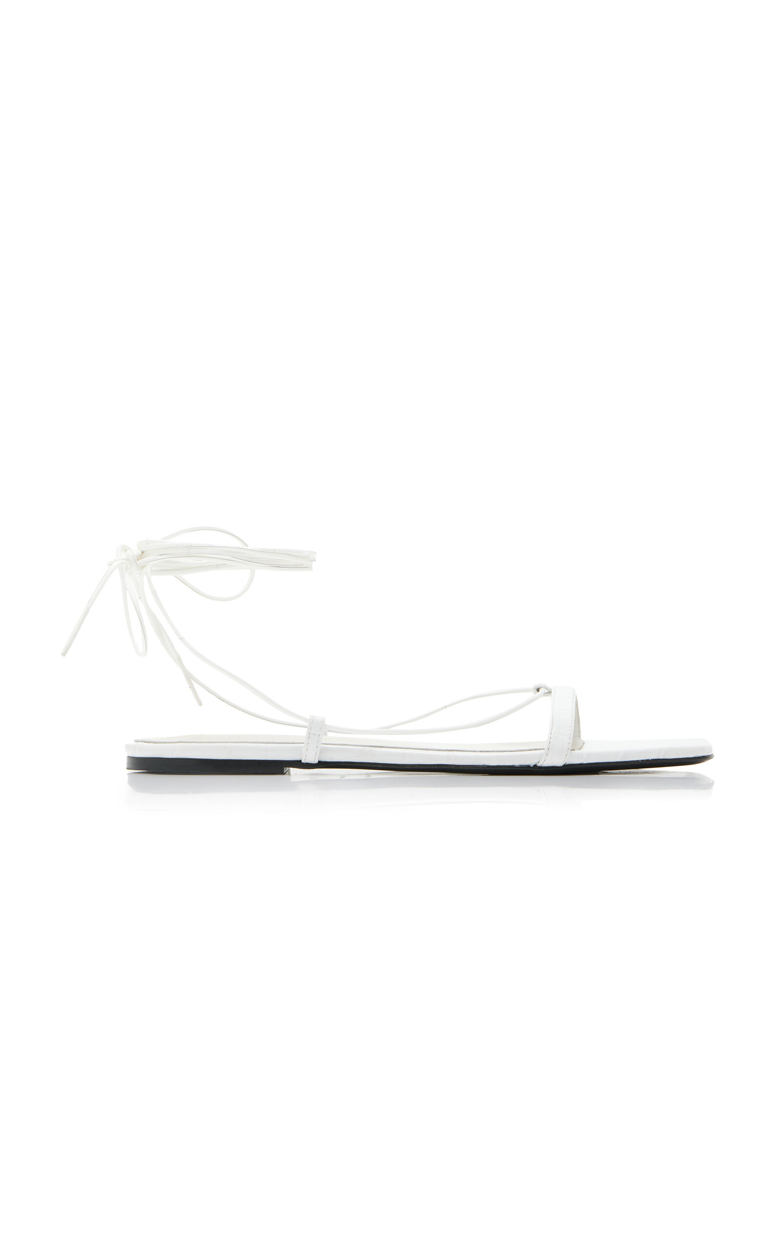 Shop Totême The Croco Lace-up Leather Sandals In White