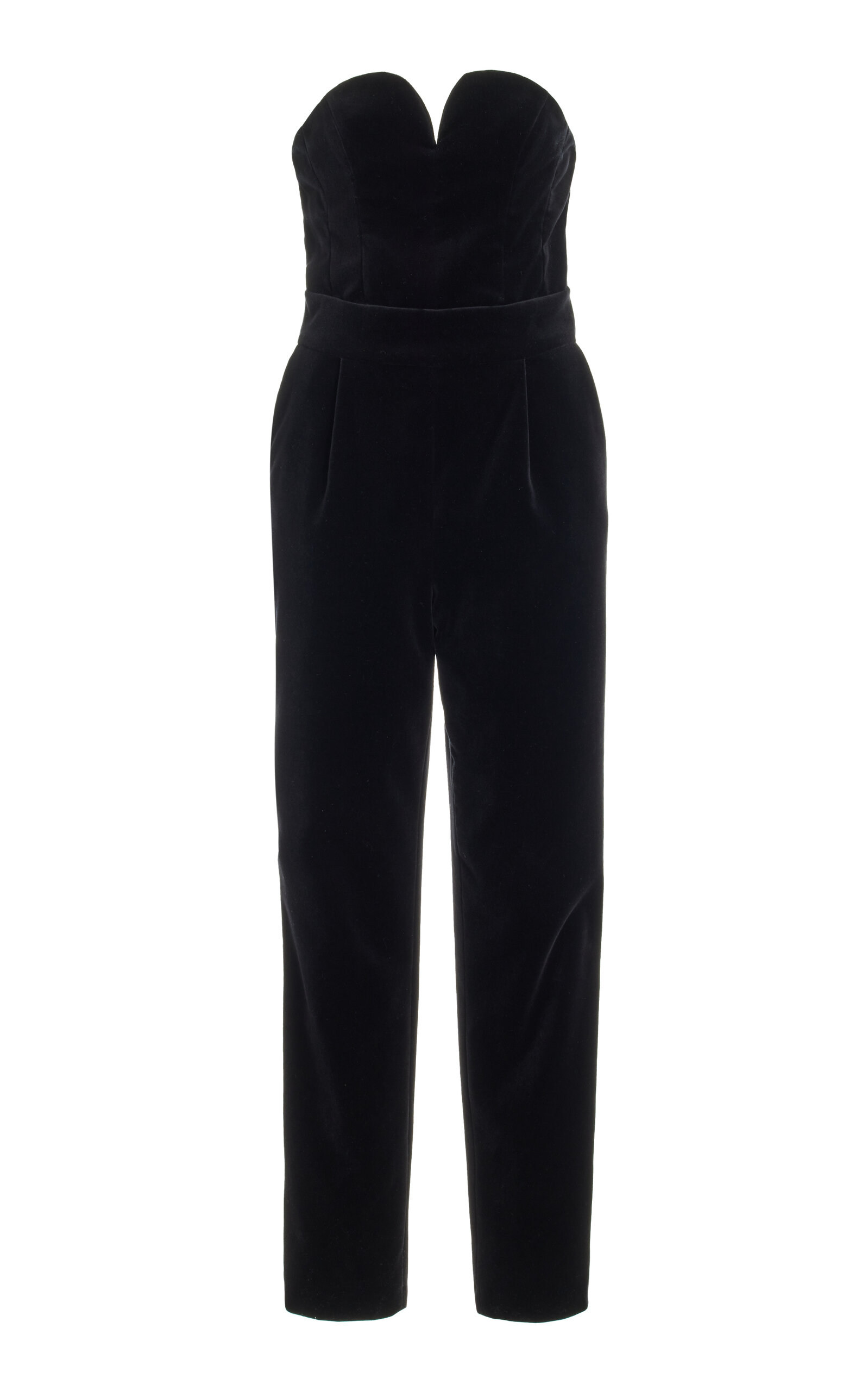Blazé Milano Clyde Strapless Velvet Jumpsuit In Black