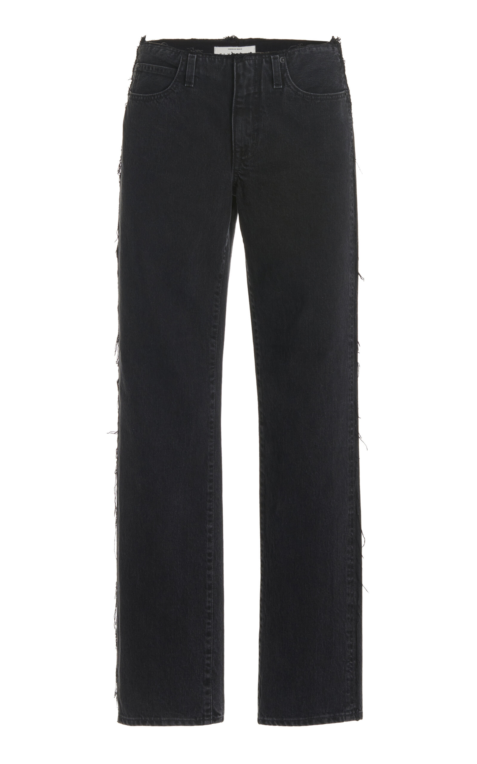 SLVRLAKE Sophie Raw-Edge Rigid Mid-Rise Long Straight-Leg Jeans