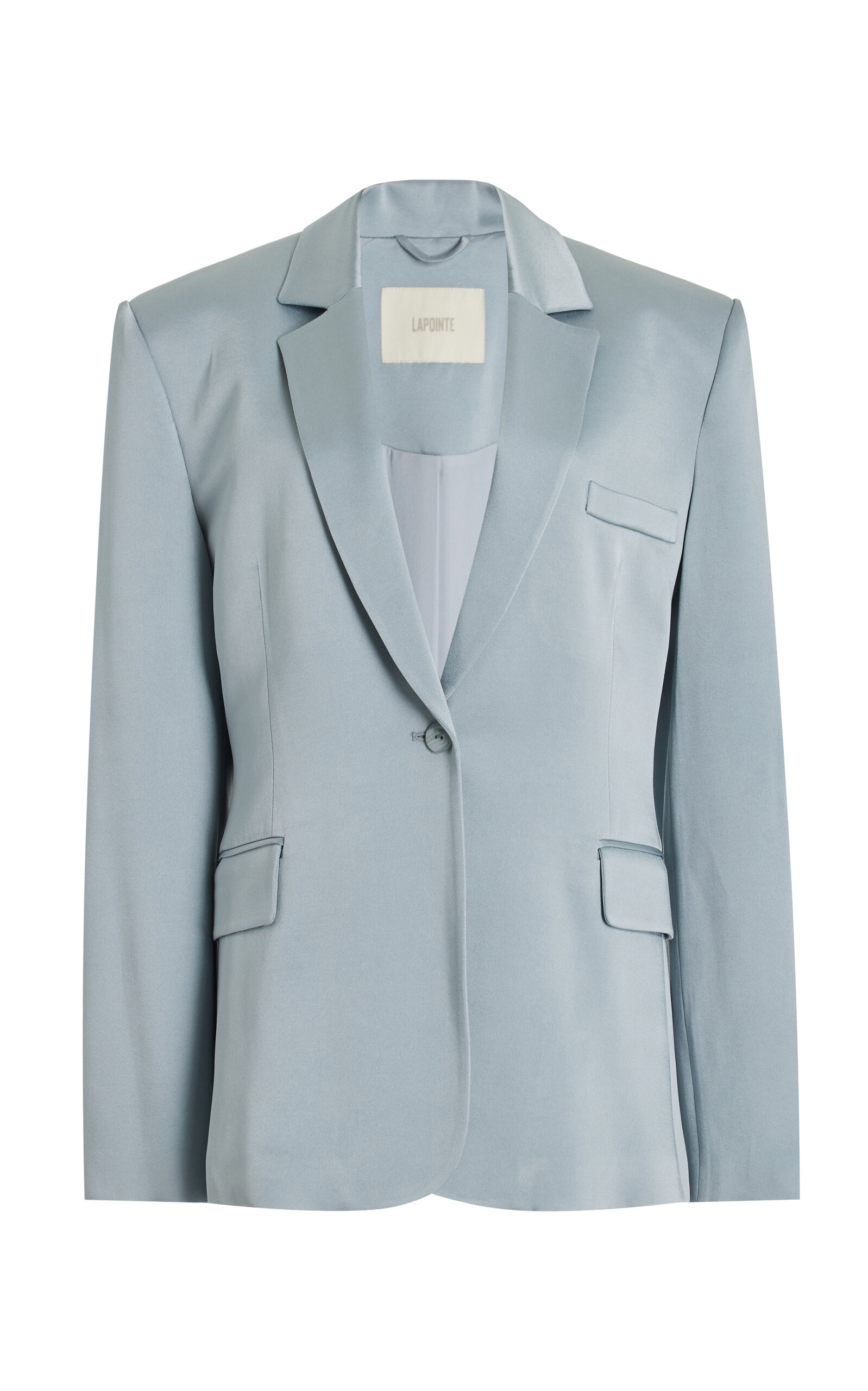 LAPOINTE Broad-Shoulder Satin Blazer