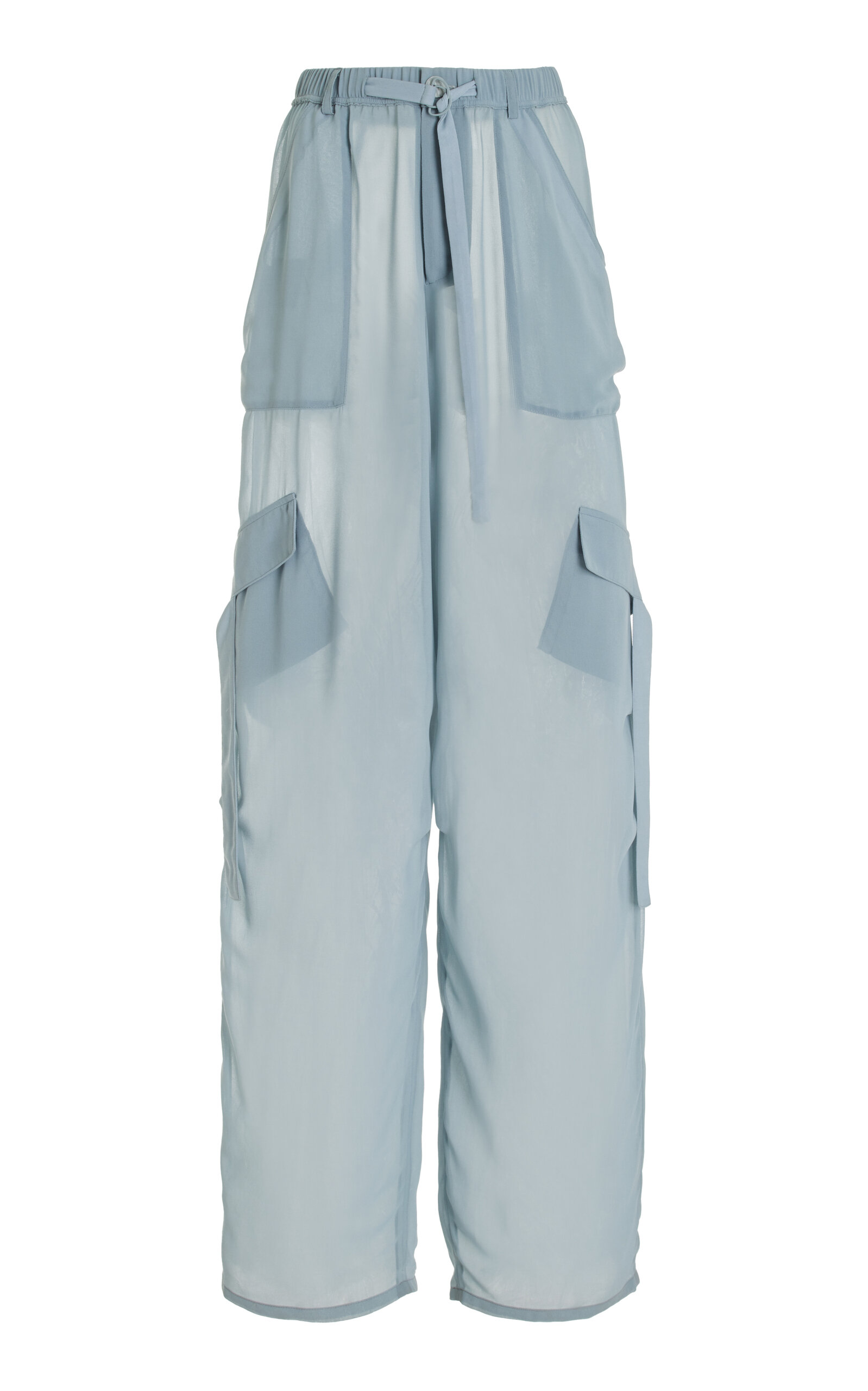 Lapointe Sheer Georgette Utility Pants In Blue