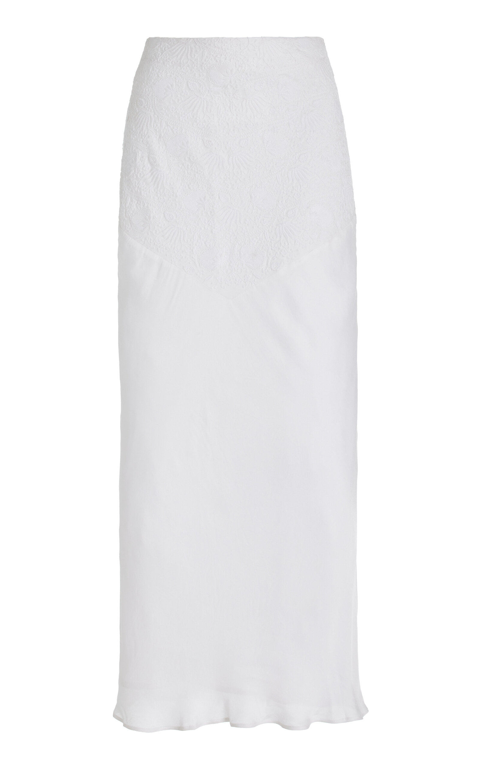 Raya Embroidered-Satin Skirt