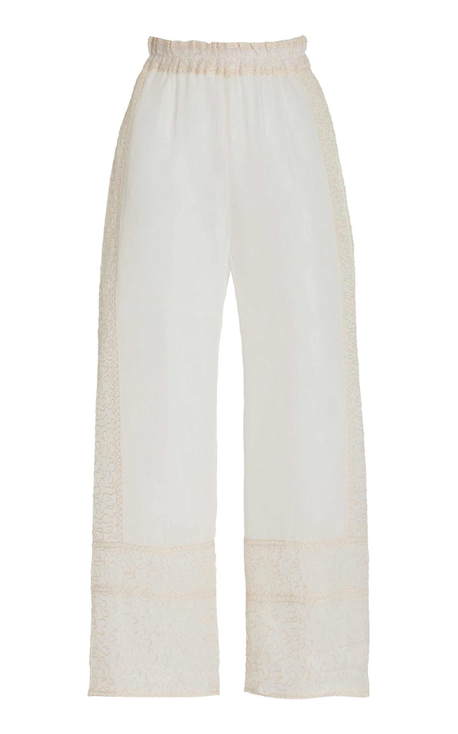 Promise Hand-Embroidered Silk Wide-Leg Pants