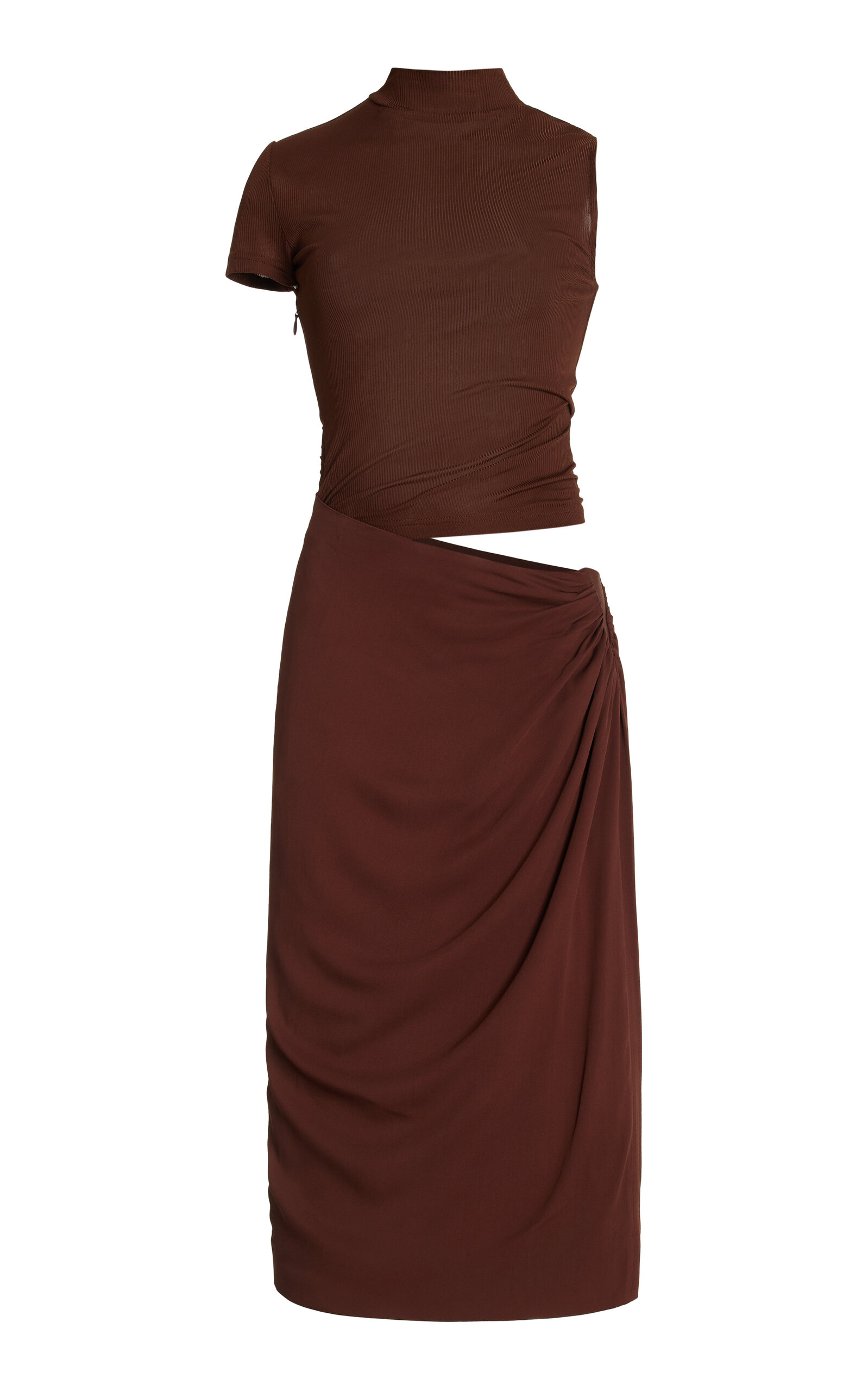 Christopher Esber Fusion Asymmetric Cutout Midi Dress - Brown