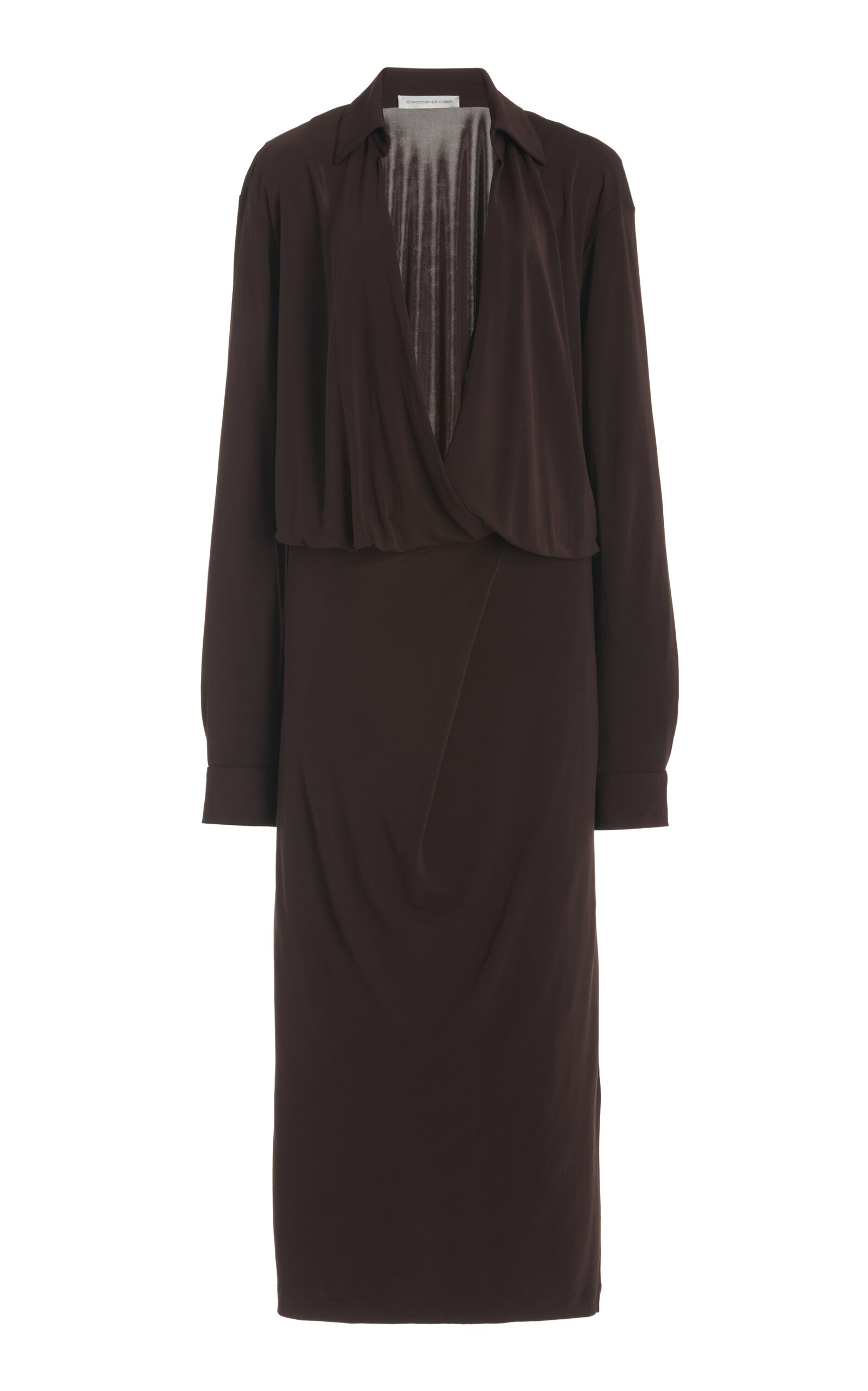 Christopher Esber - Buckle-Detailed Draped Midi Dress - Brown - AU 12 - Moda Operandi