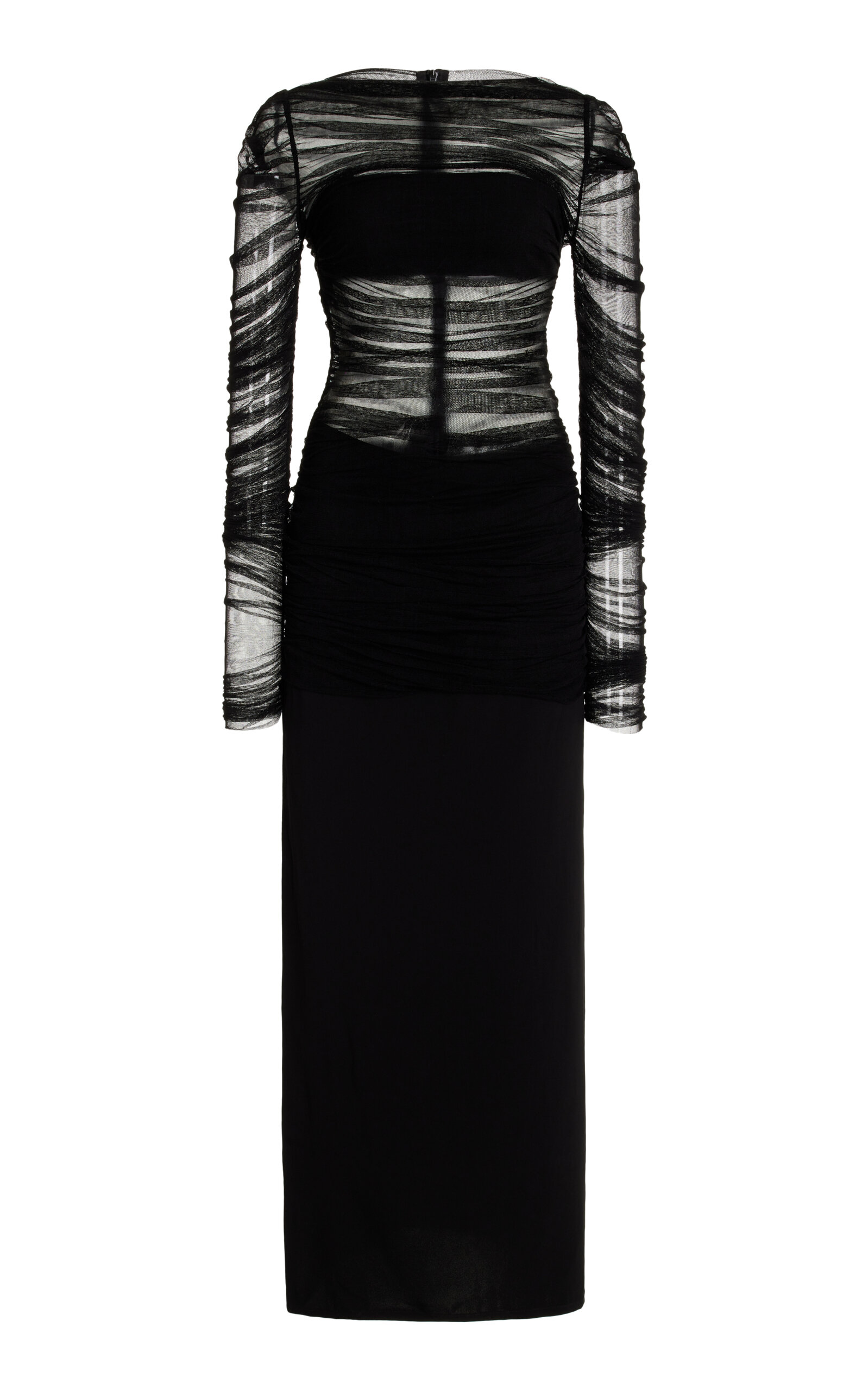 Christopher Esber - Ruched Tulle Maxi Dress - Black - AU 12 - Moda Operandi