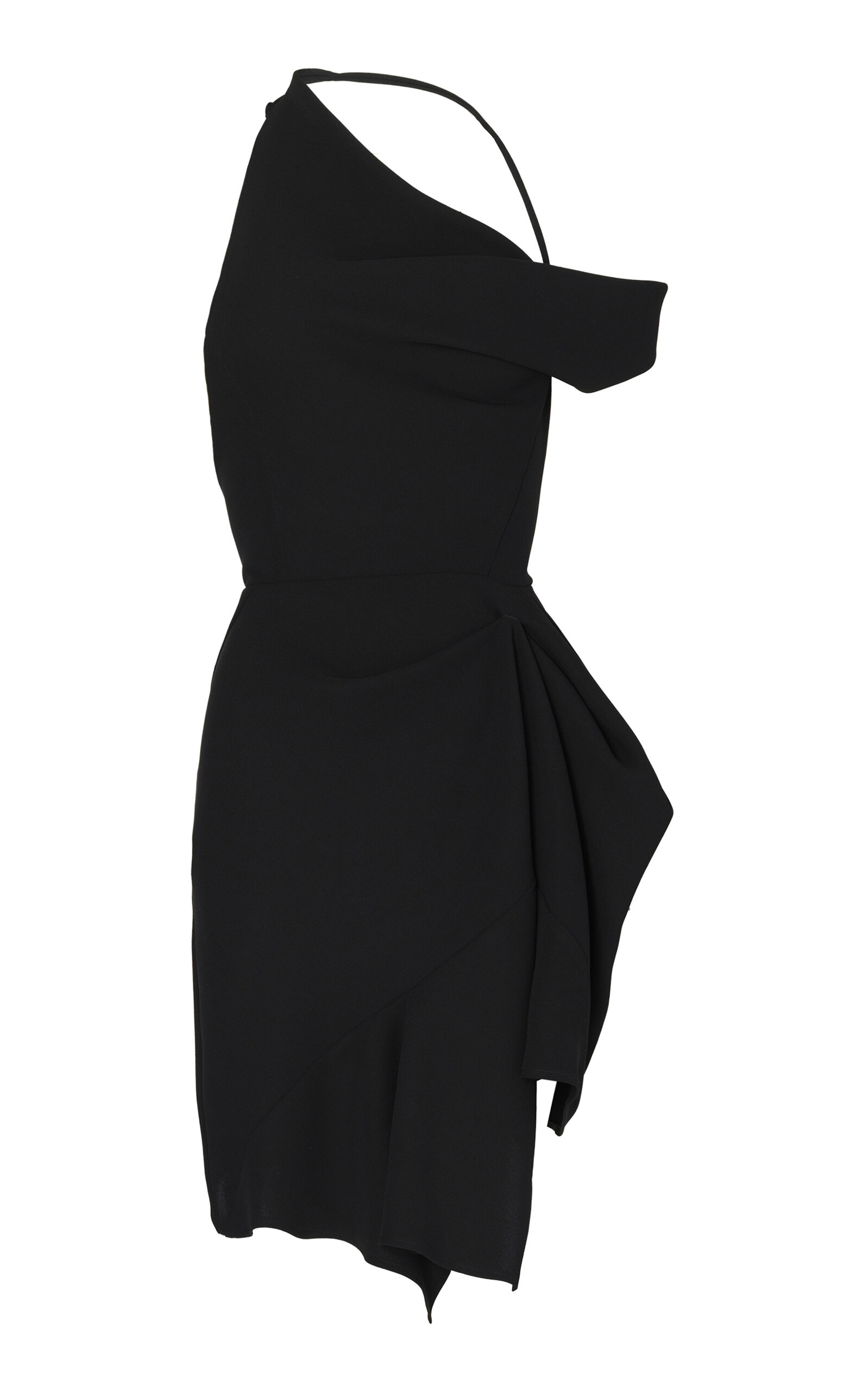 Maticevski Dossier One-shoulder Draped Crepe Mini Dress In Black