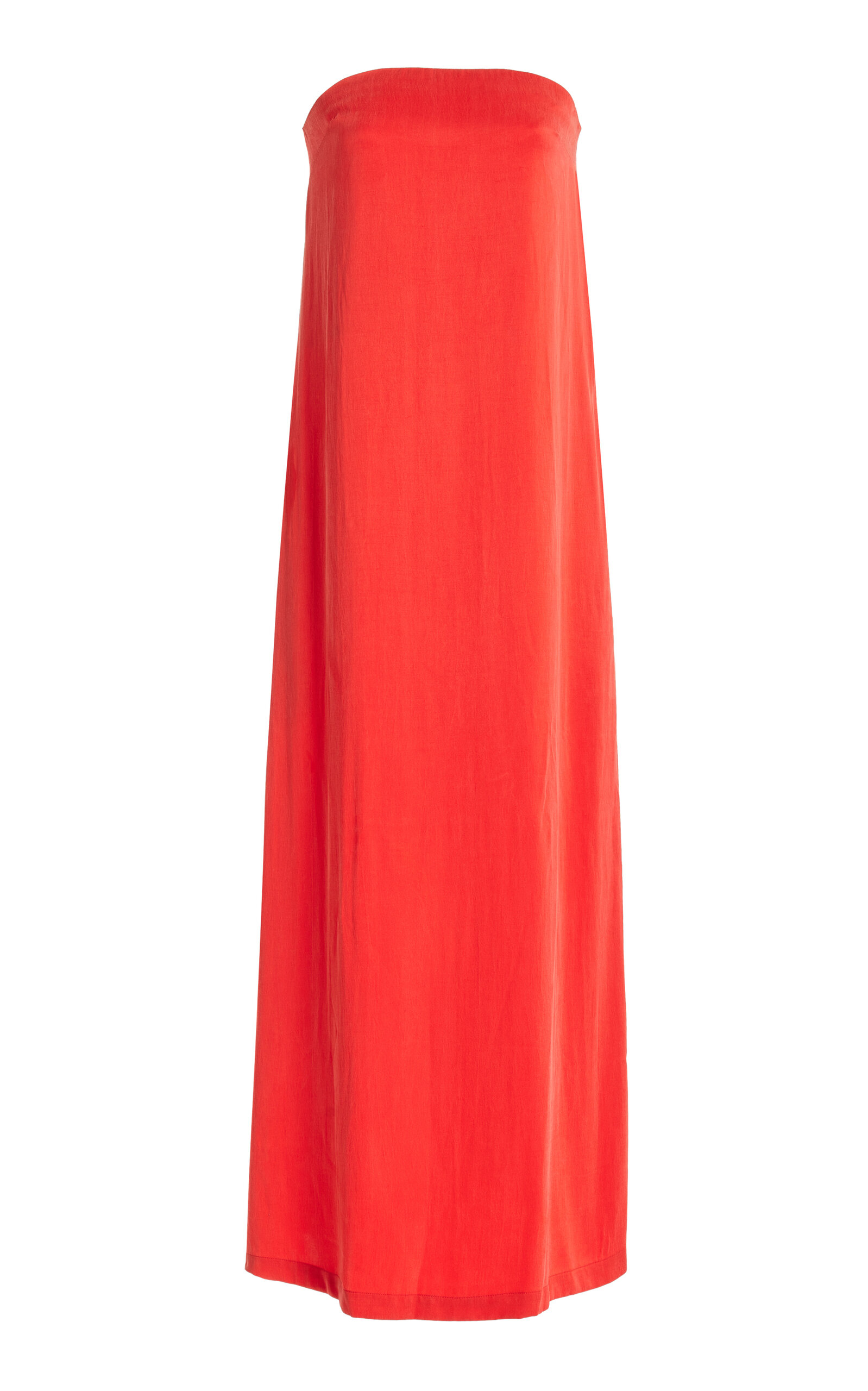 Third Form Voyage Strapless Satin Maxi Dress - Red