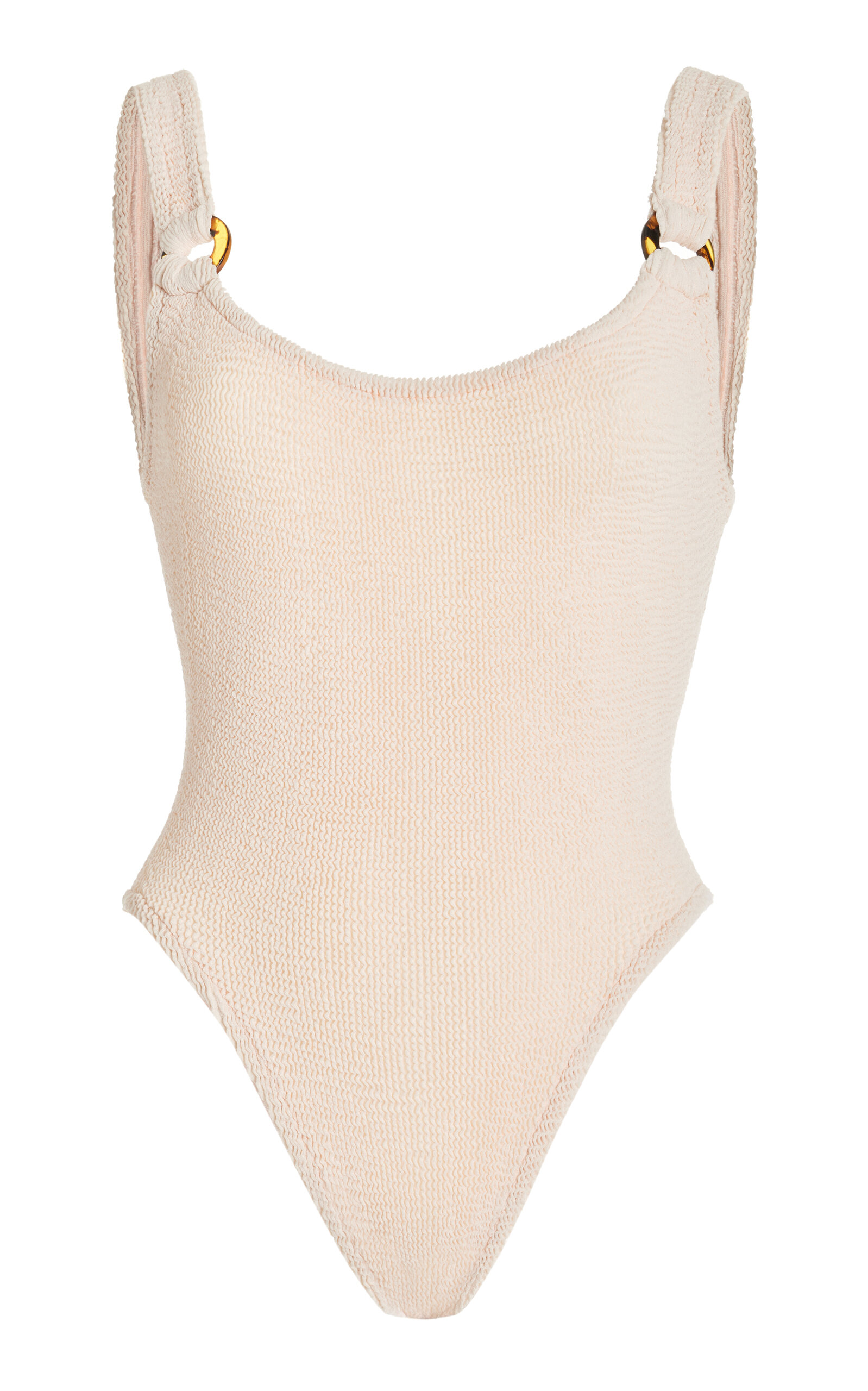 Shop Hunza G Domino Seersucker One-piece Swimsuit In Pink