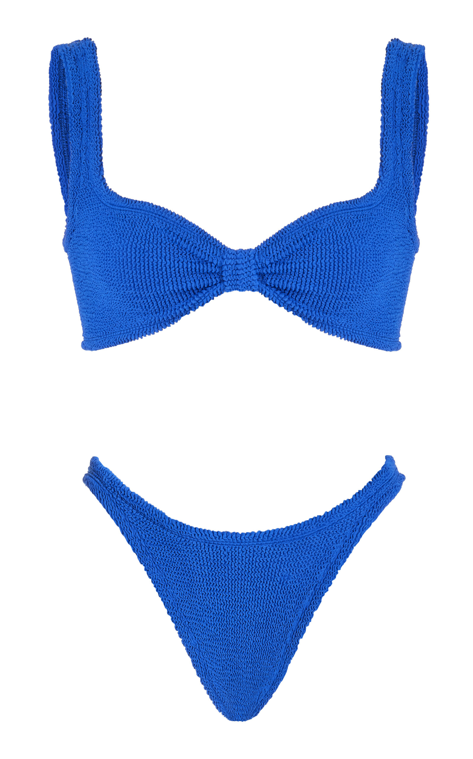 Shop Hunza G Bonnie Seersucker Bikini In Blue