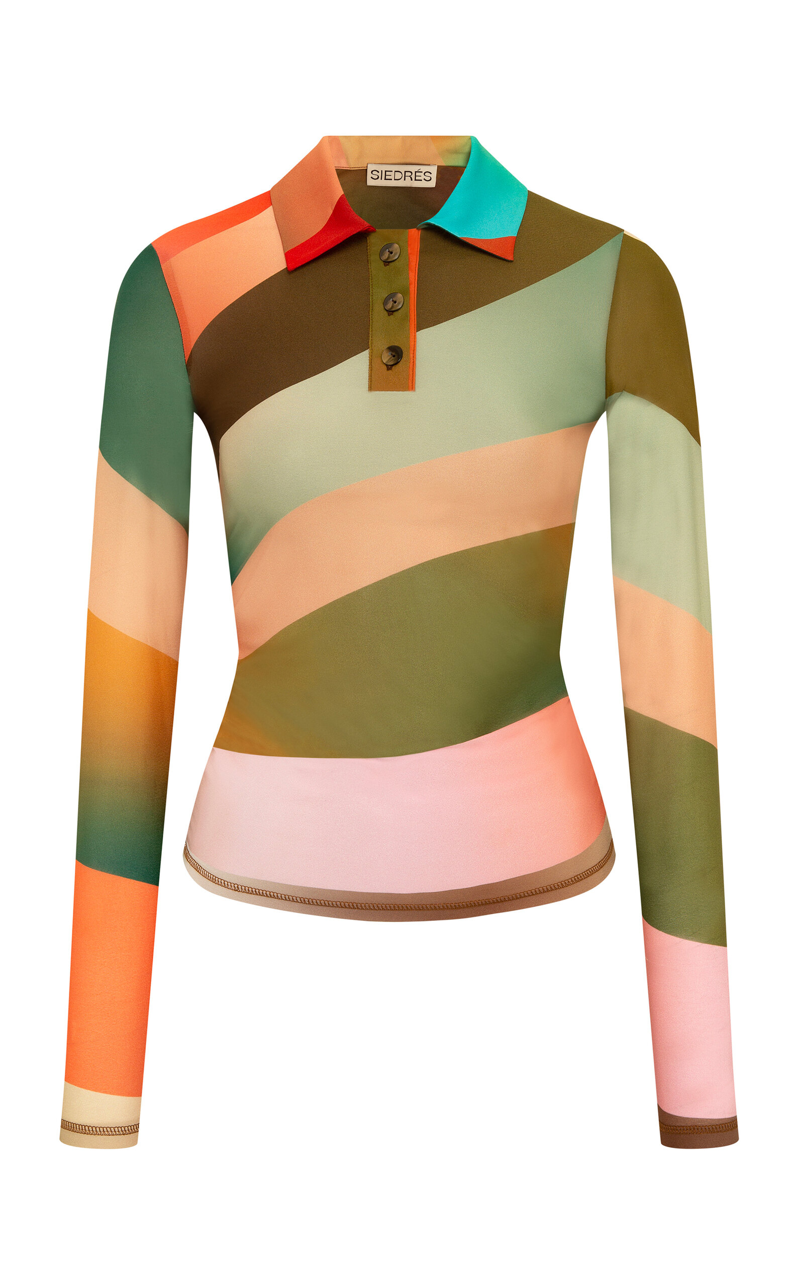 Siedres Duo Sun-ray Printed Polo Top In Multi
