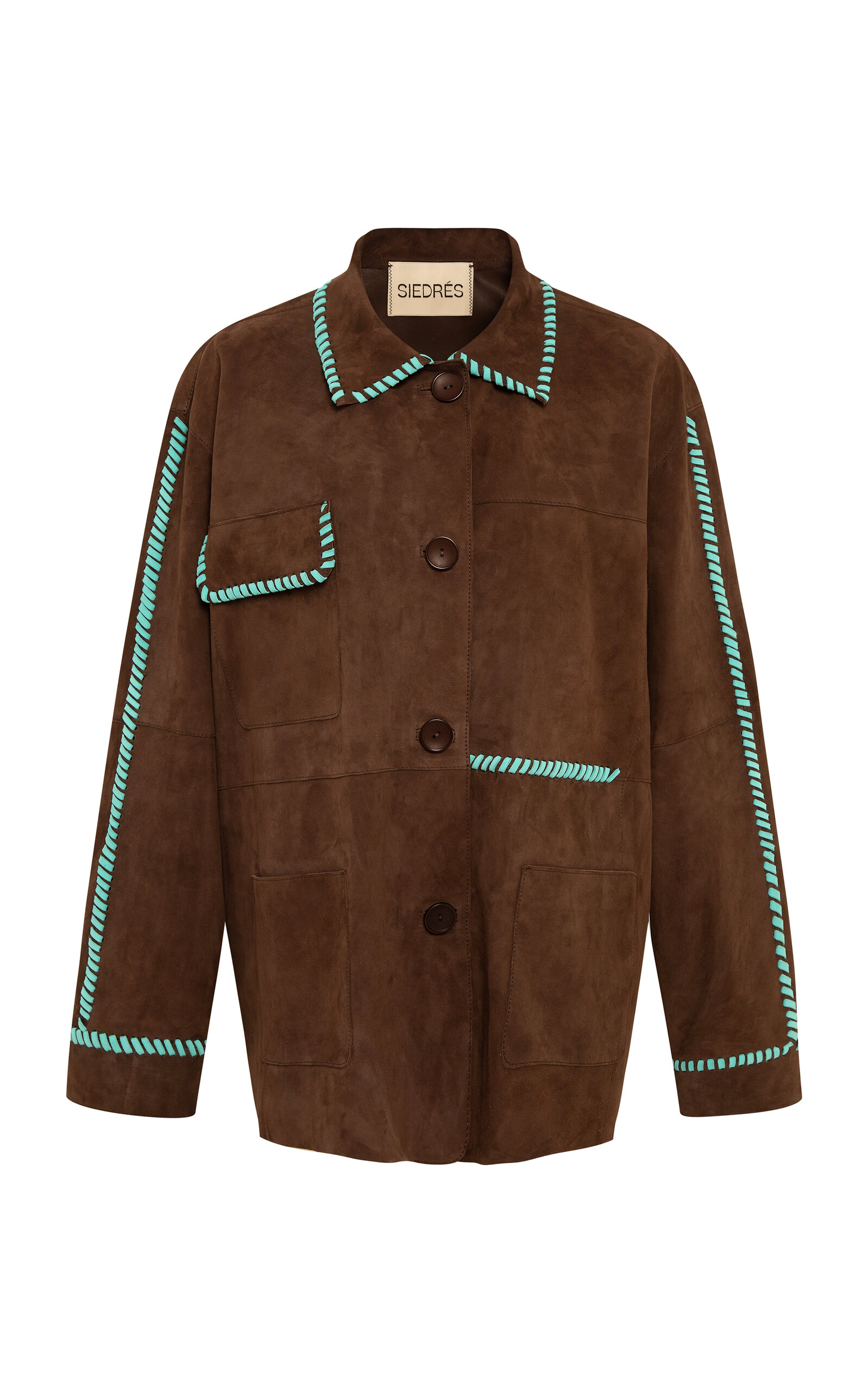 Siedres Rolin Contrast-stitch Detailed Jacket In Brown
