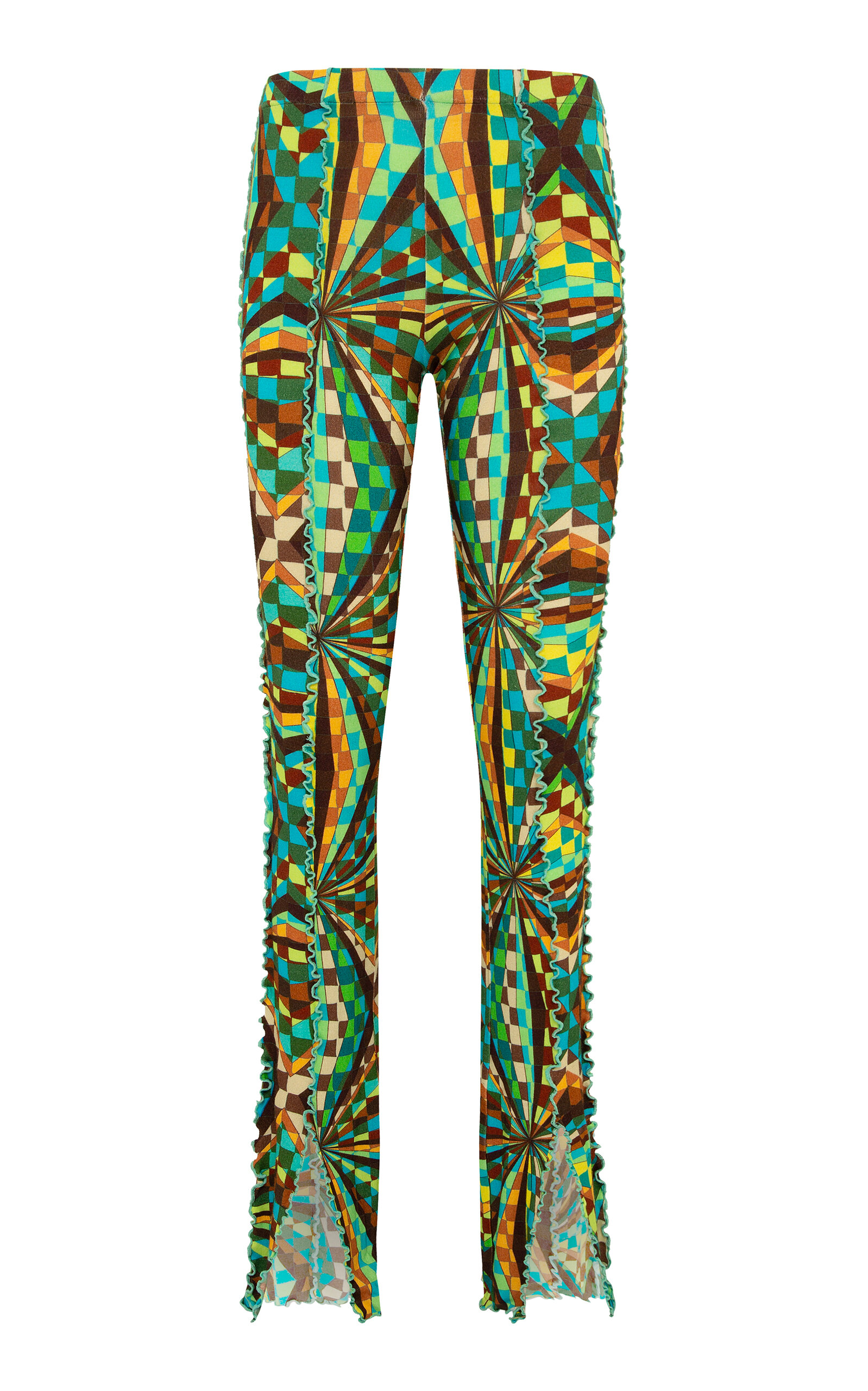 Siedres Mult Kaleidoscope Printed Knit Pants W/ Contrast Stitching In Multi
